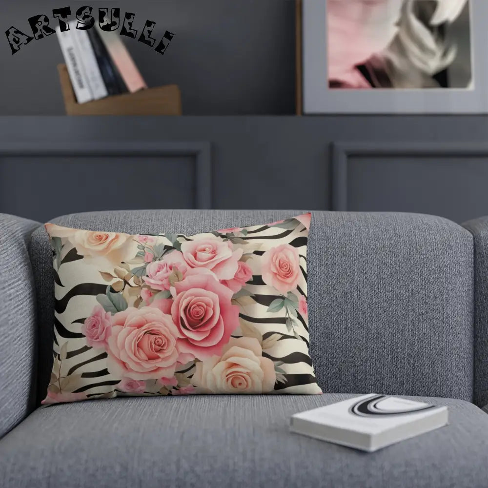 JAKKOUTTHEBXX Pink Rose Zebra Print Throw Pillow 2025