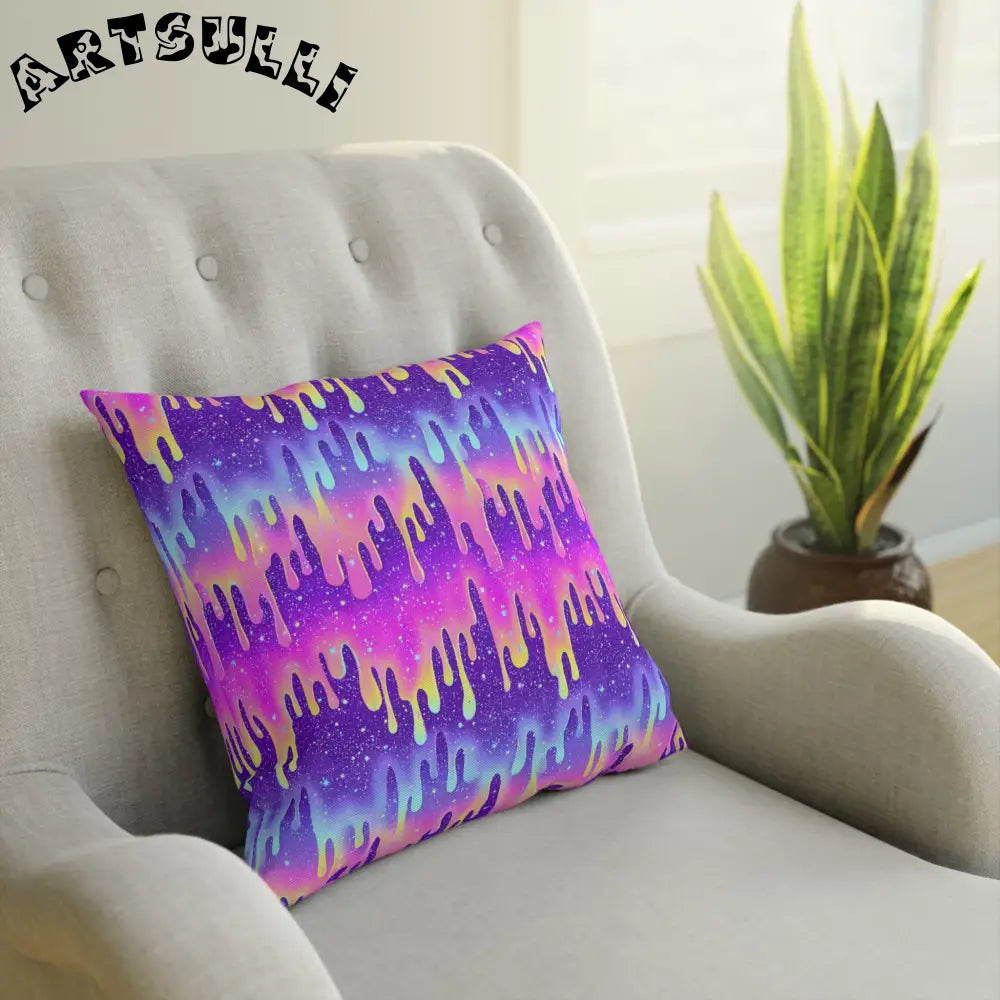 JAKKOUTTHEBXX Colorful Dripping Paint Throw Pillow 2025