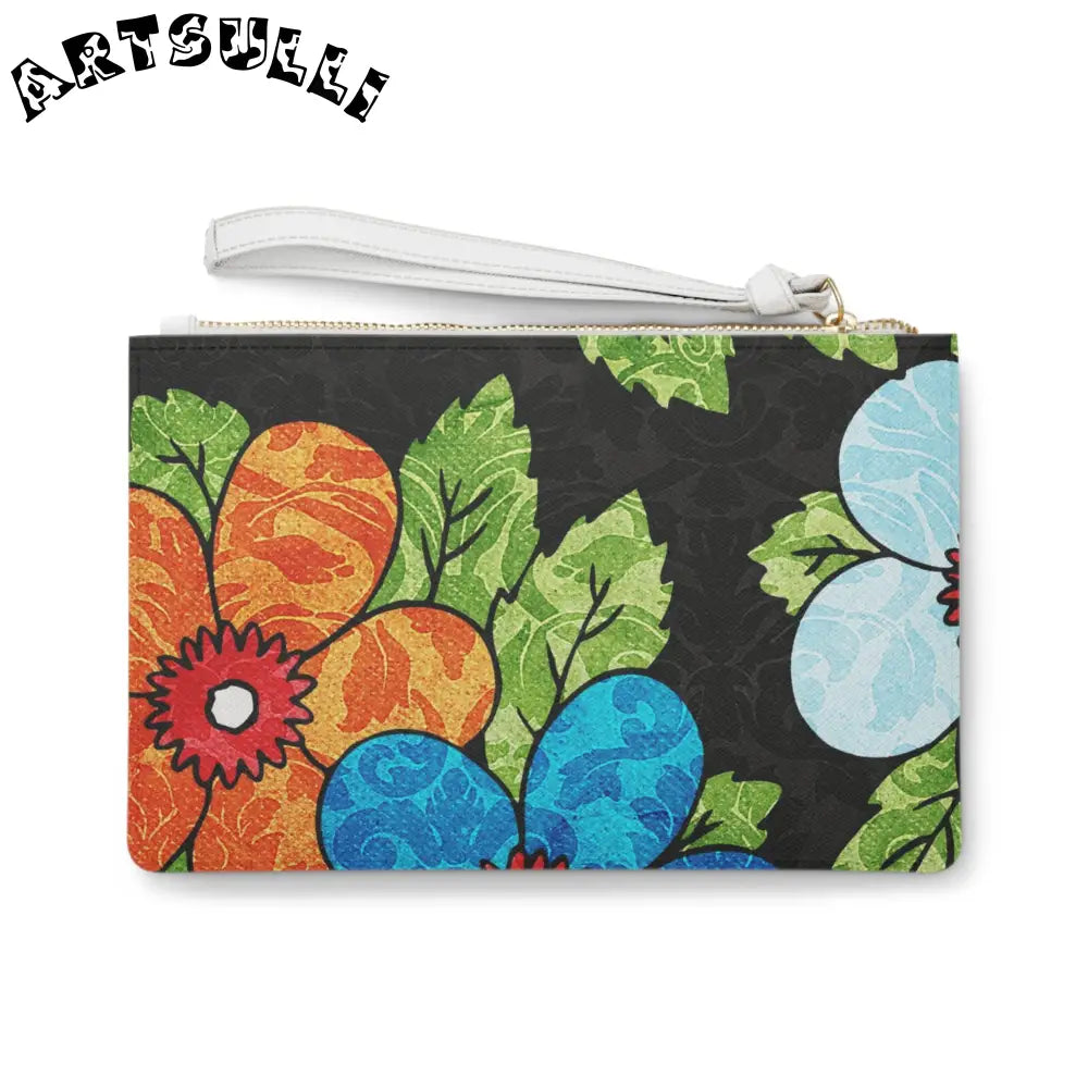 Custom Black Floral Clutch Bag, Artsulli - Art is Long, Life is Short, Bags, , , , , , , 