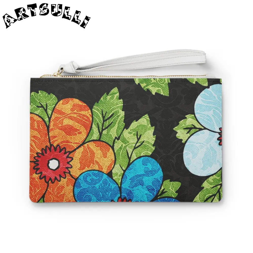 Custom Black Floral Clutch Bag, Artsulli - Art is Long, Life is Short, Bags, Size, One size, , , , , 27047634289865512785