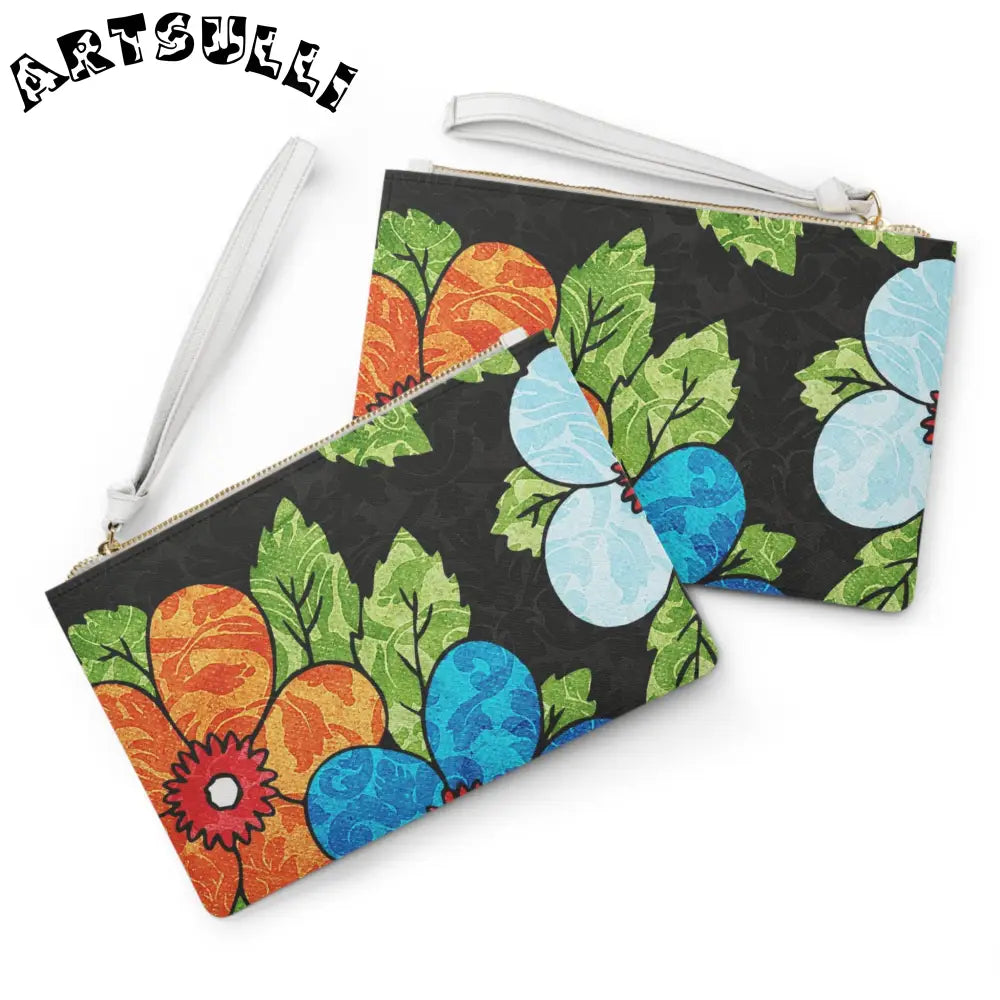 Custom Black Floral Clutch Bag, Artsulli - Art is Long, Life is Short, Bags, , , , , , , 