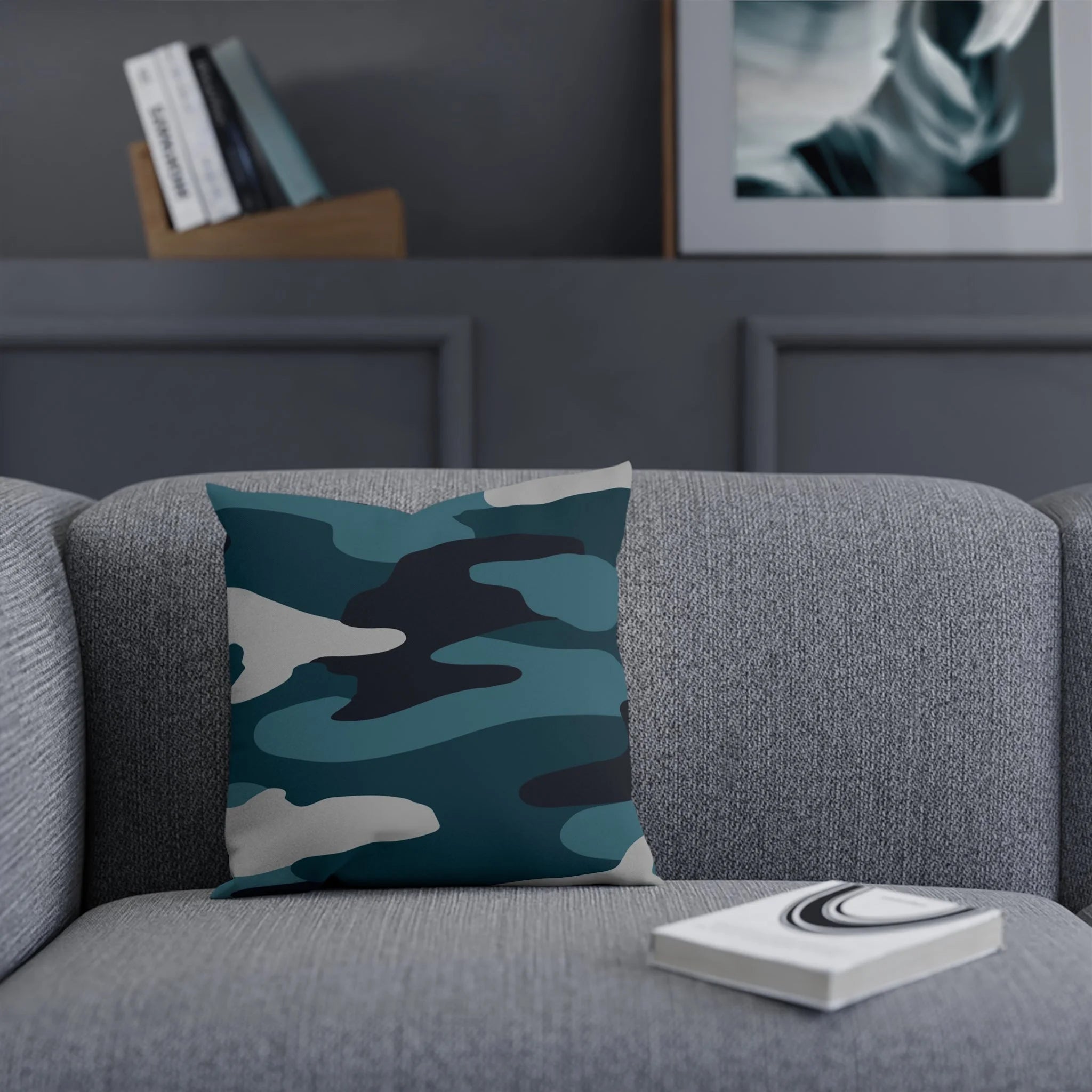Custom Character Blue Camouflage Cushion, Artsulli - Art is Long, Life is Short, Home Decor, , , , , , , 