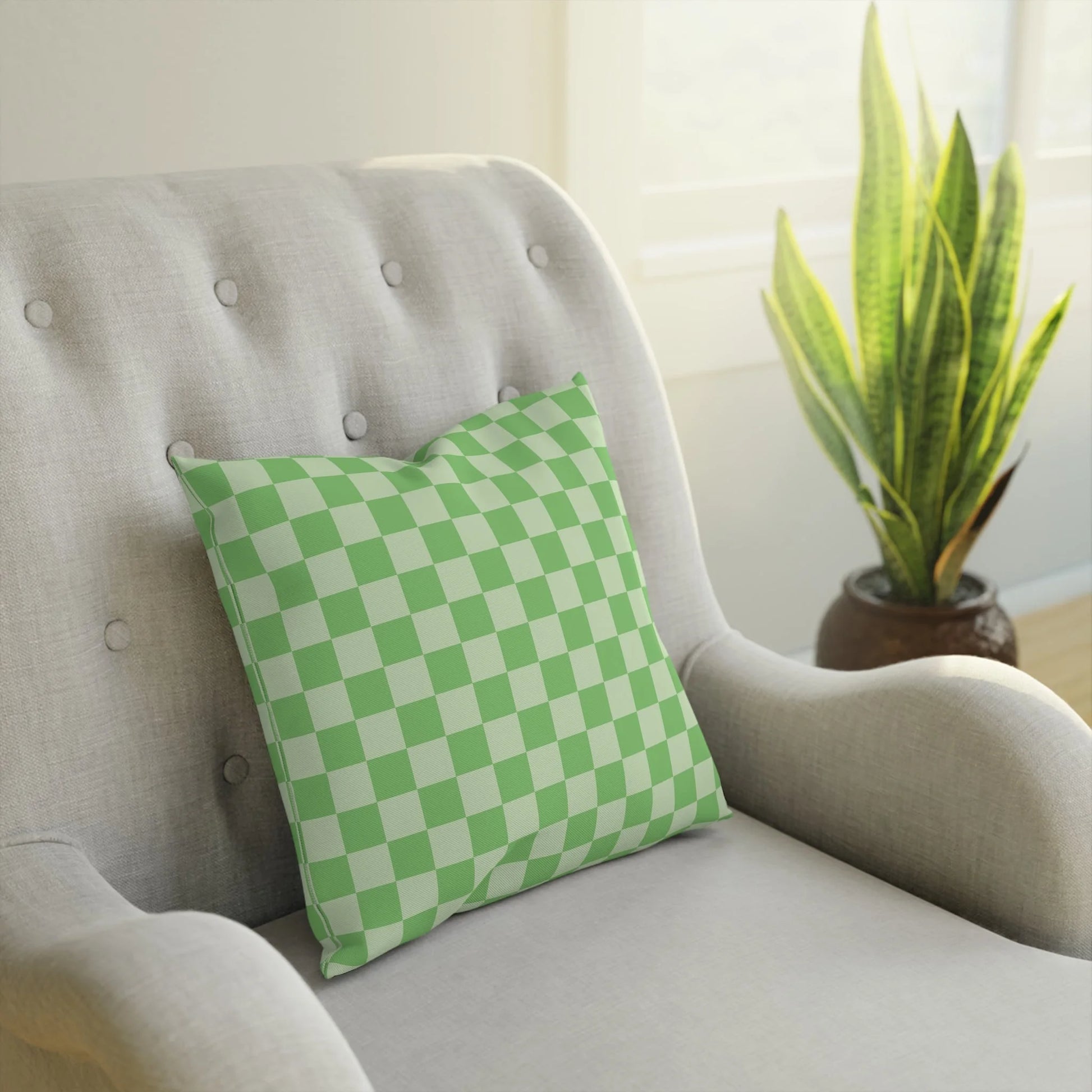 Custom Character Checkerboard Green Cushion, Artsulli - Art is Long, Life is Short, Home Decor, , , , , , , 
