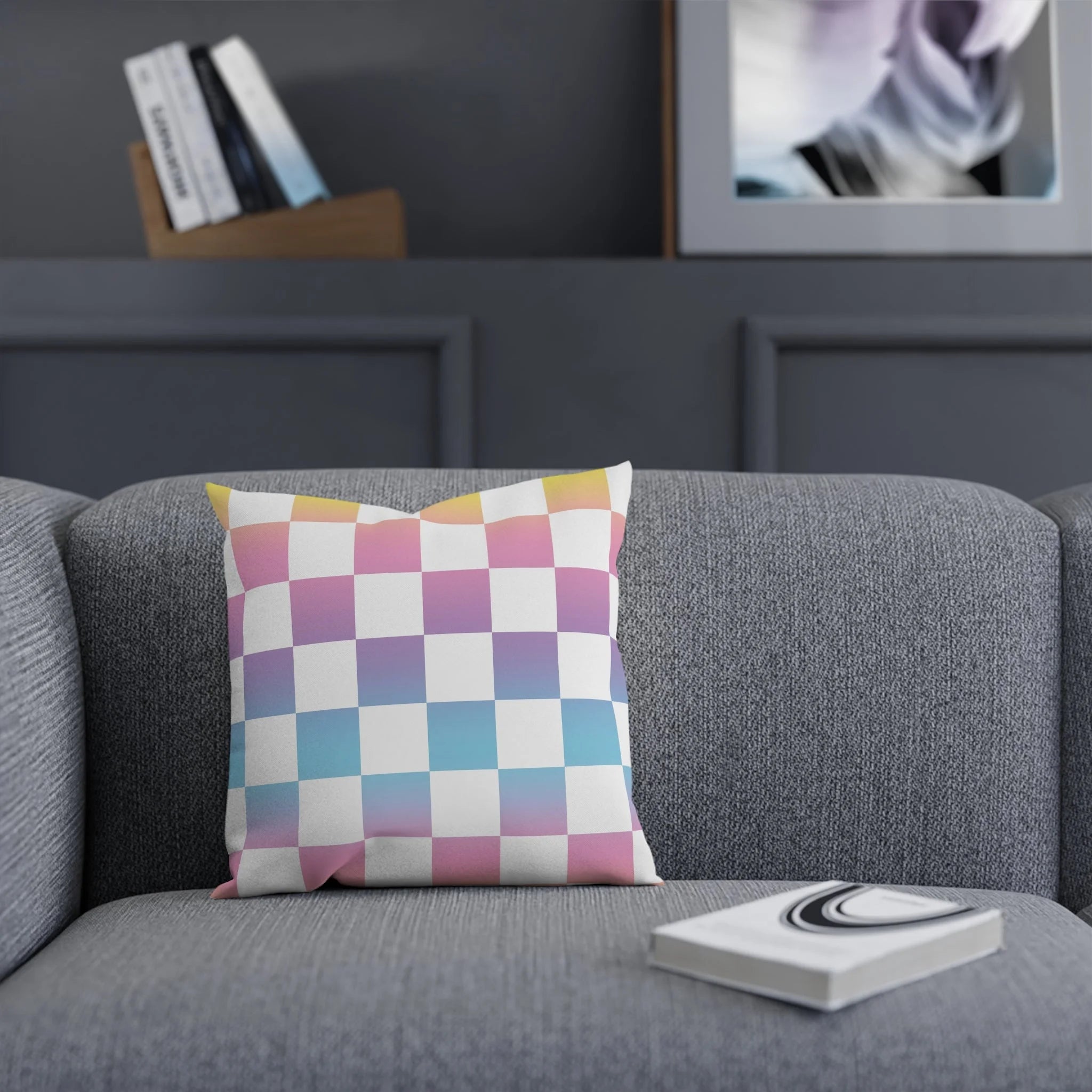 Custom Character Vaporwave Check Cushion, Artsulli - Art is Long, Life is Short, Home Decor, , , , , , , 