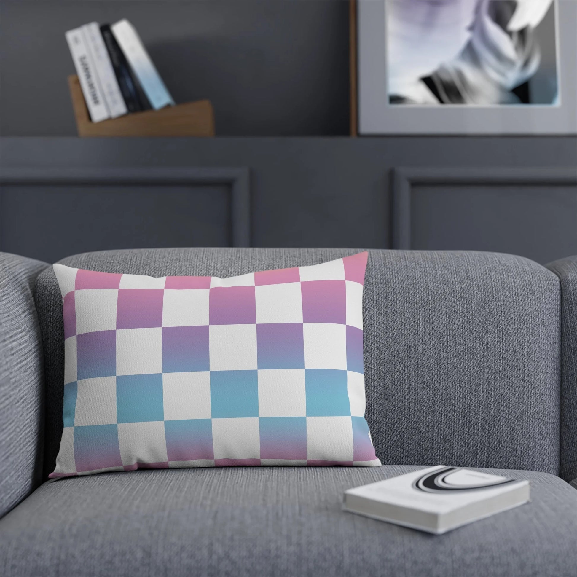 Custom Character Vaporwave Check Cushion, Artsulli - Art is Long, Life is Short, Home Decor, , , , , , , 