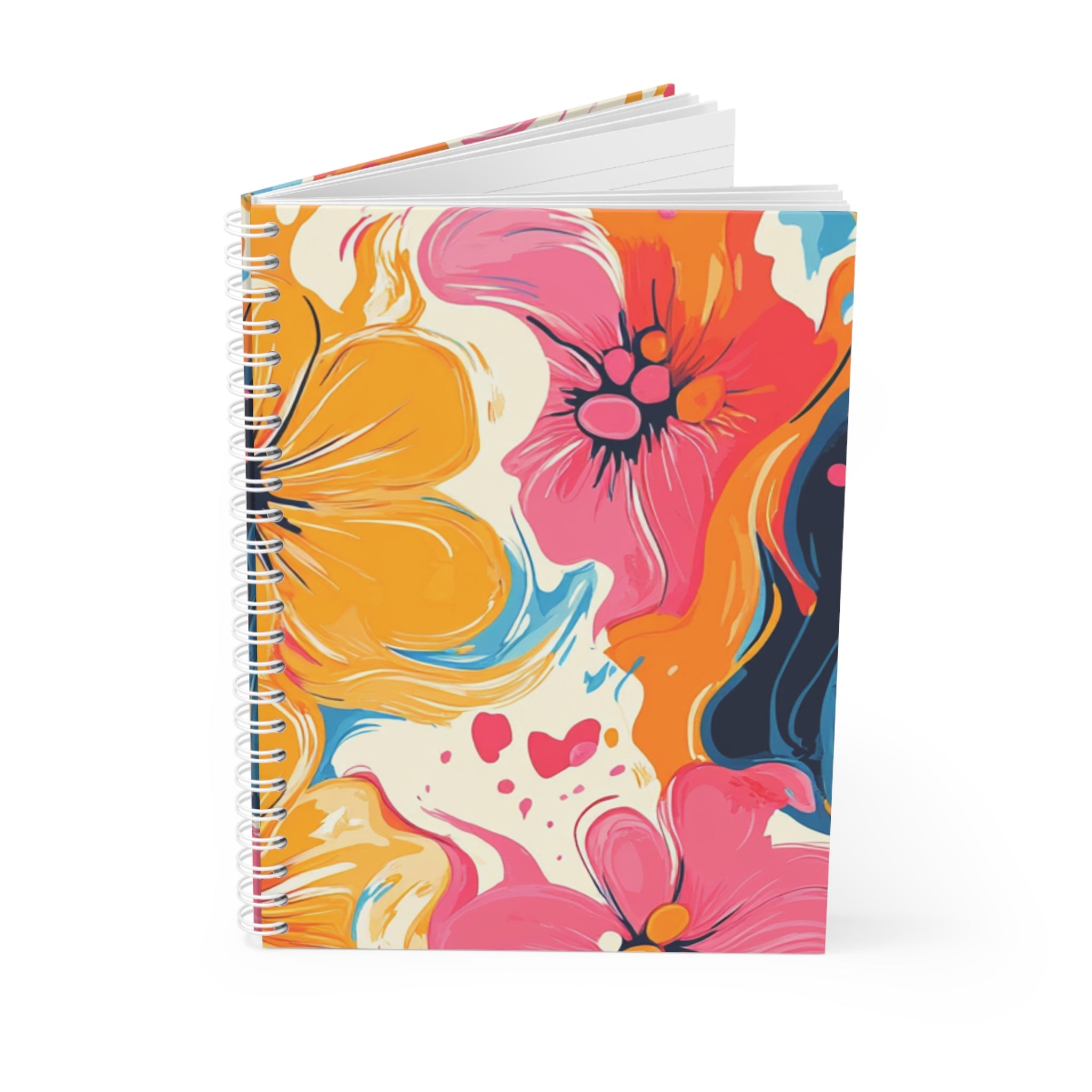 Custom Floral Abstract Wide-Ruled Spiral Notebook, Artsulli - Art is Long, Life is Short, Paper products, , , , , , , 