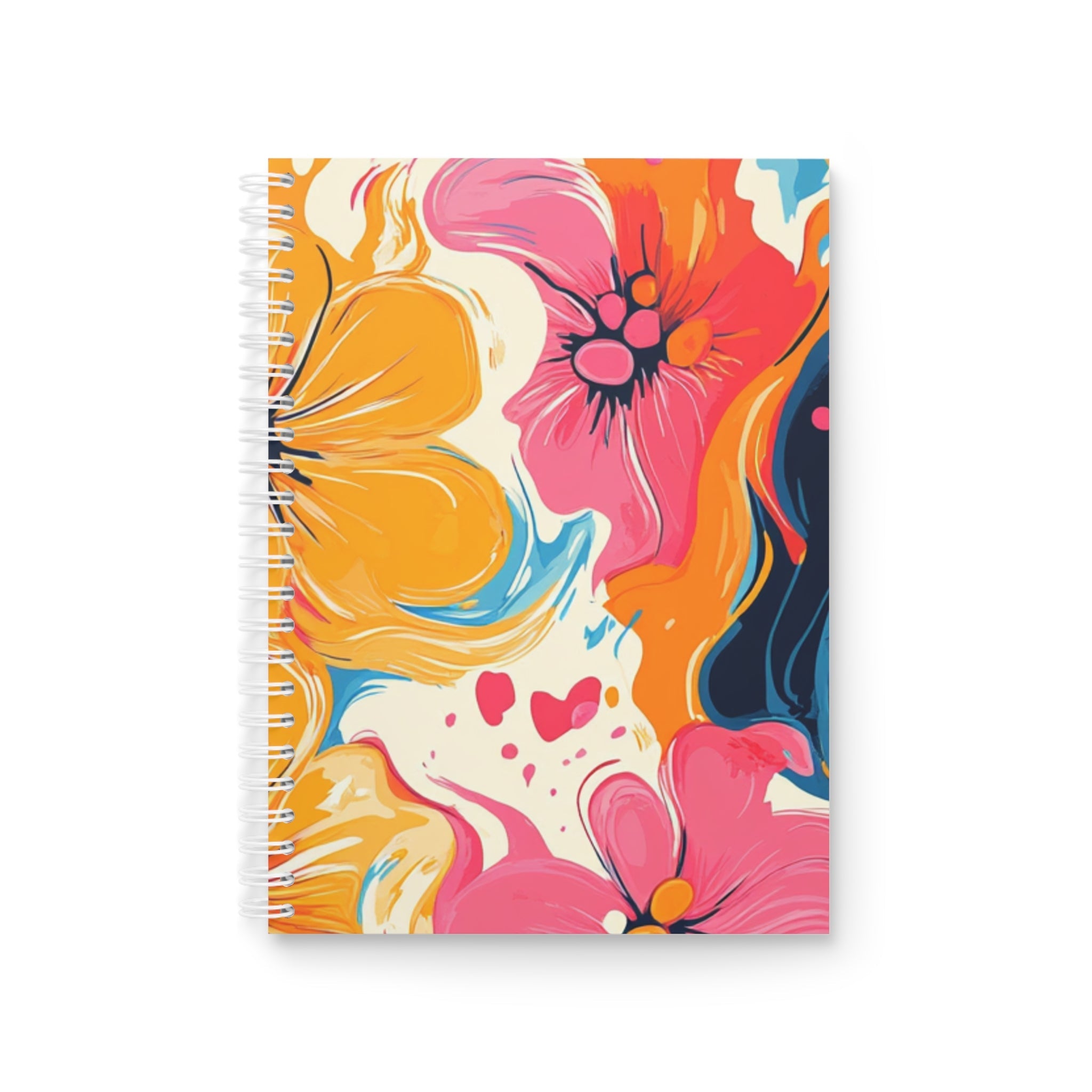 Custom Floral Abstract Wide-Ruled Spiral Notebook, Artsulli - Art is Long, Life is Short, Paper products, Size, One Size, , , , , 14573066622671298818