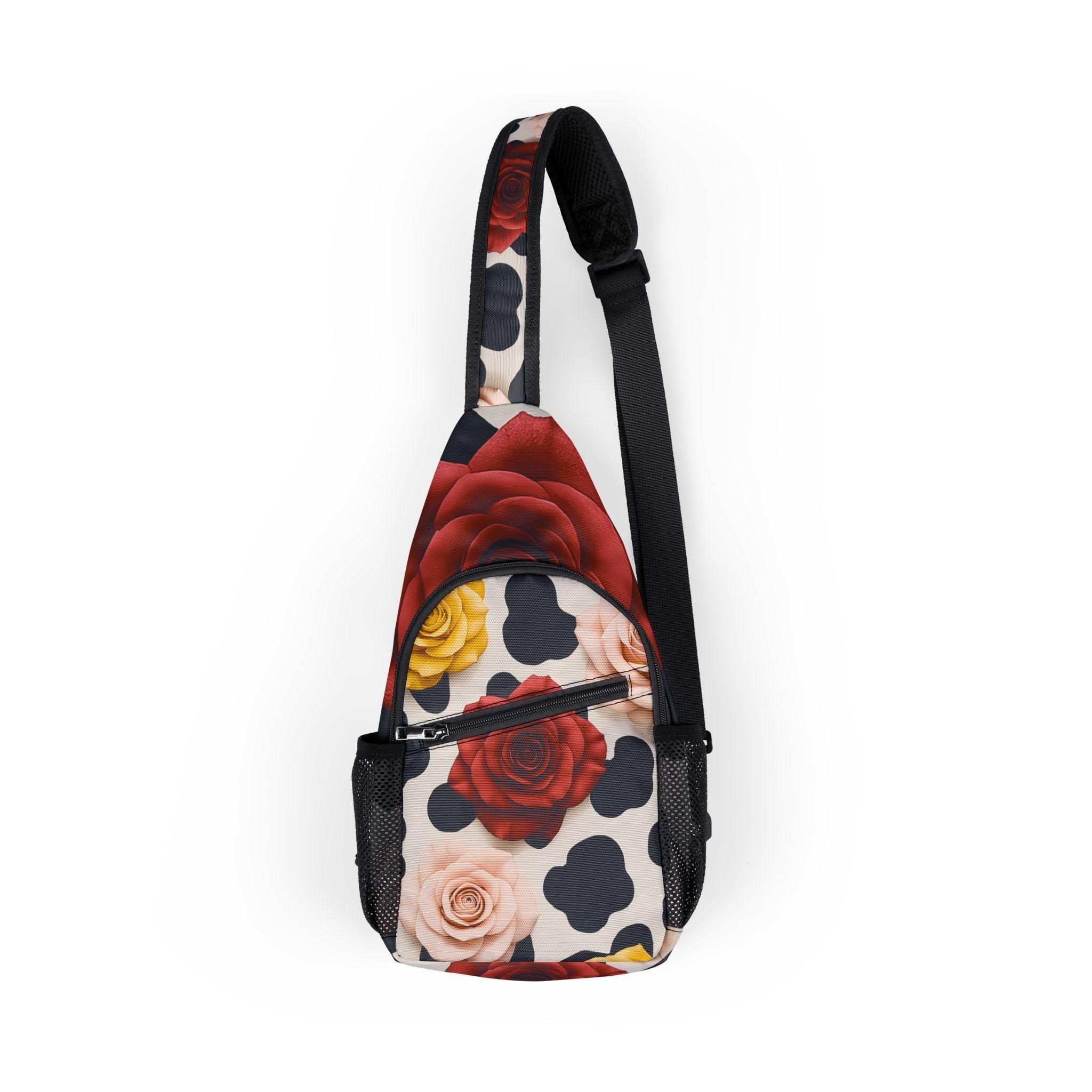 Custom Floral and Cow Print Chest Bag, Artsulli - Art is Long, Life is Short, Bags, Size, One size, , , , , 28156904207024235594
