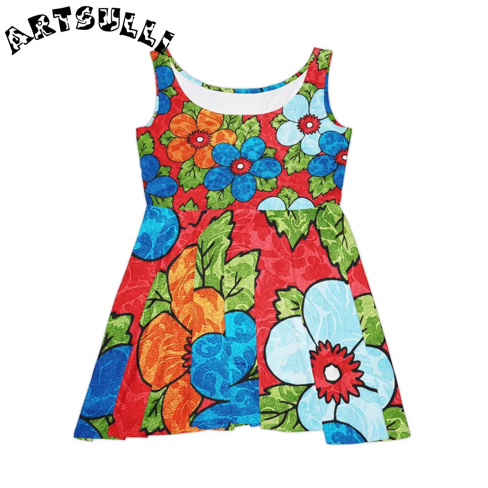 Custom Floral Print Skater Dress, Artsulli - Art is Long, Life is Short, All Over Prints, Size, XS, , , , , 33763824845736589398