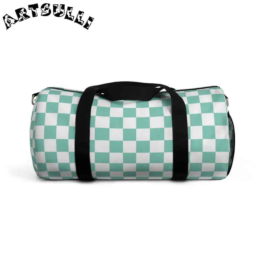 JAKKOUTTHEBXX Custom Printed Checkerboard Light Green Duffel Bag 2025