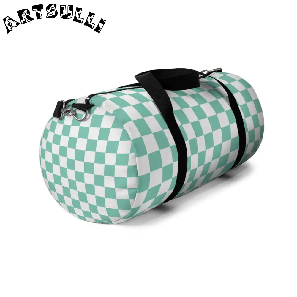 JAKKOUTTHEBXX Custom Printed Checkerboard Light Green Duffel Bag 2025