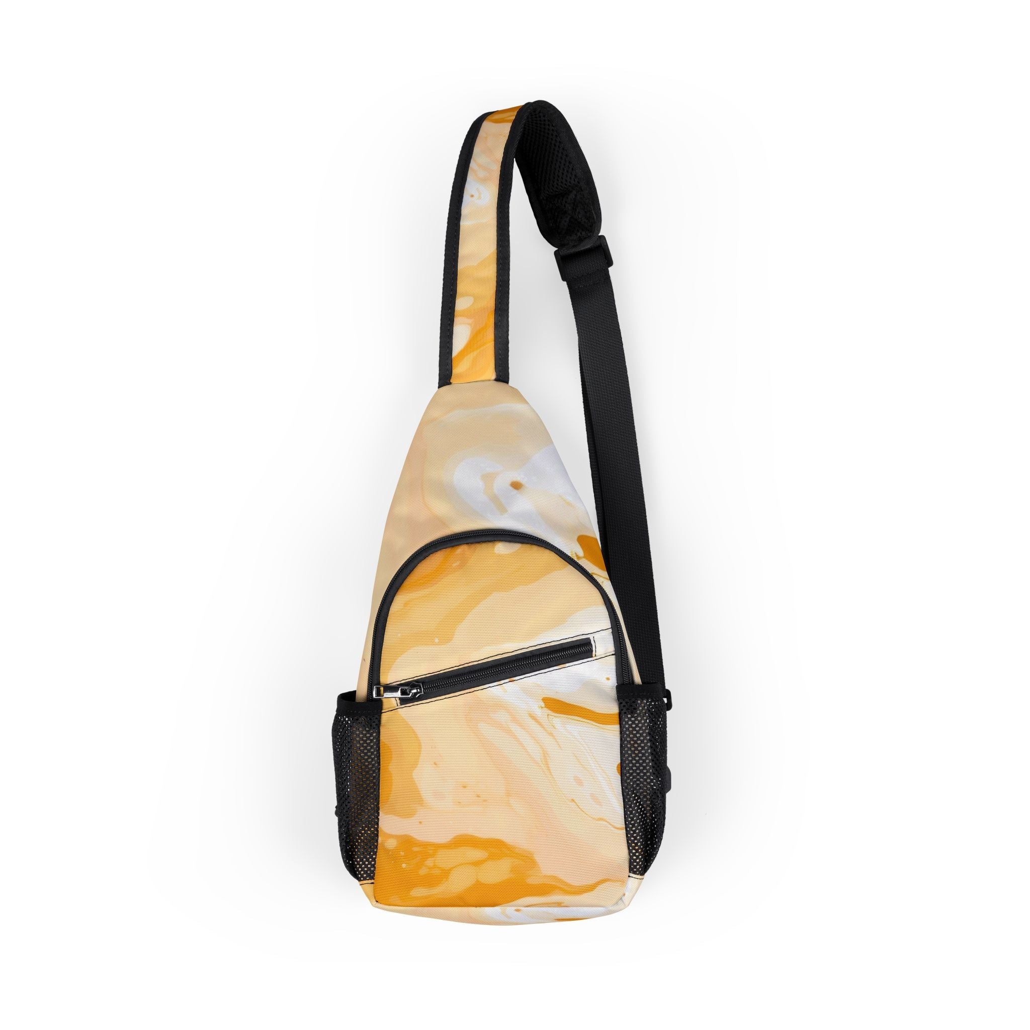 Customizable Abstract Orange and White Chest Bag, Artsulli - Art is Long, Life is Short, Bags, Size, One size, , , , , 11315403605491539890