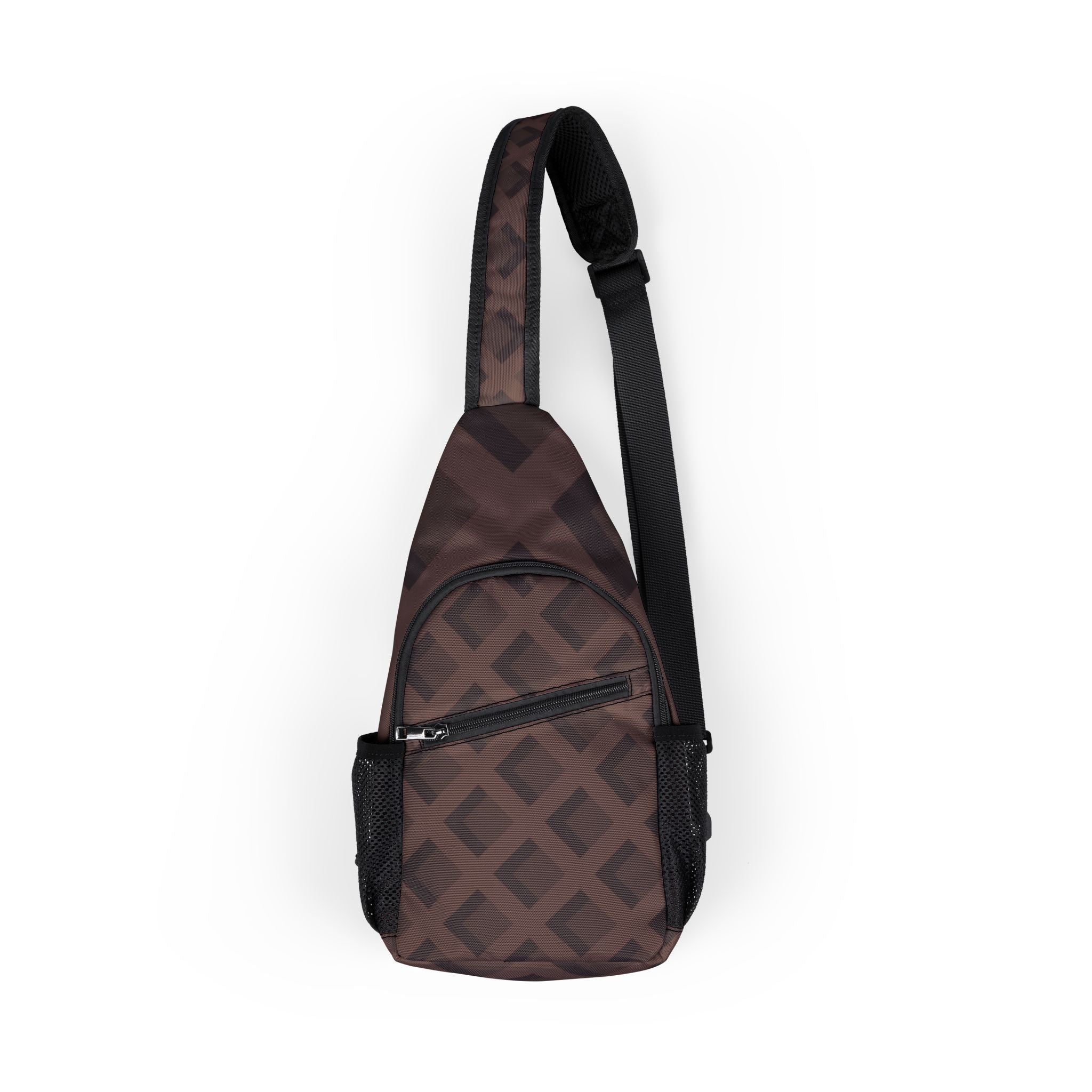 Customizable Brown Patterned Chest Bag, Artsulli - Art is Long, Life is Short, Bags, Size, One size, , , , , 30375083350972163105