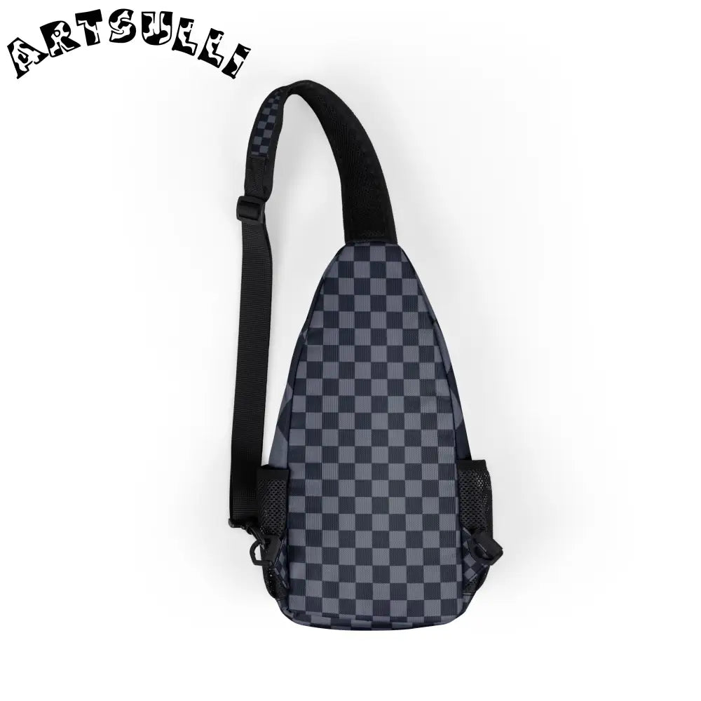 Customizable Checkered Chest Bag, Artsulli - Art is Long, Life is Short, Bags, , , , , , , 