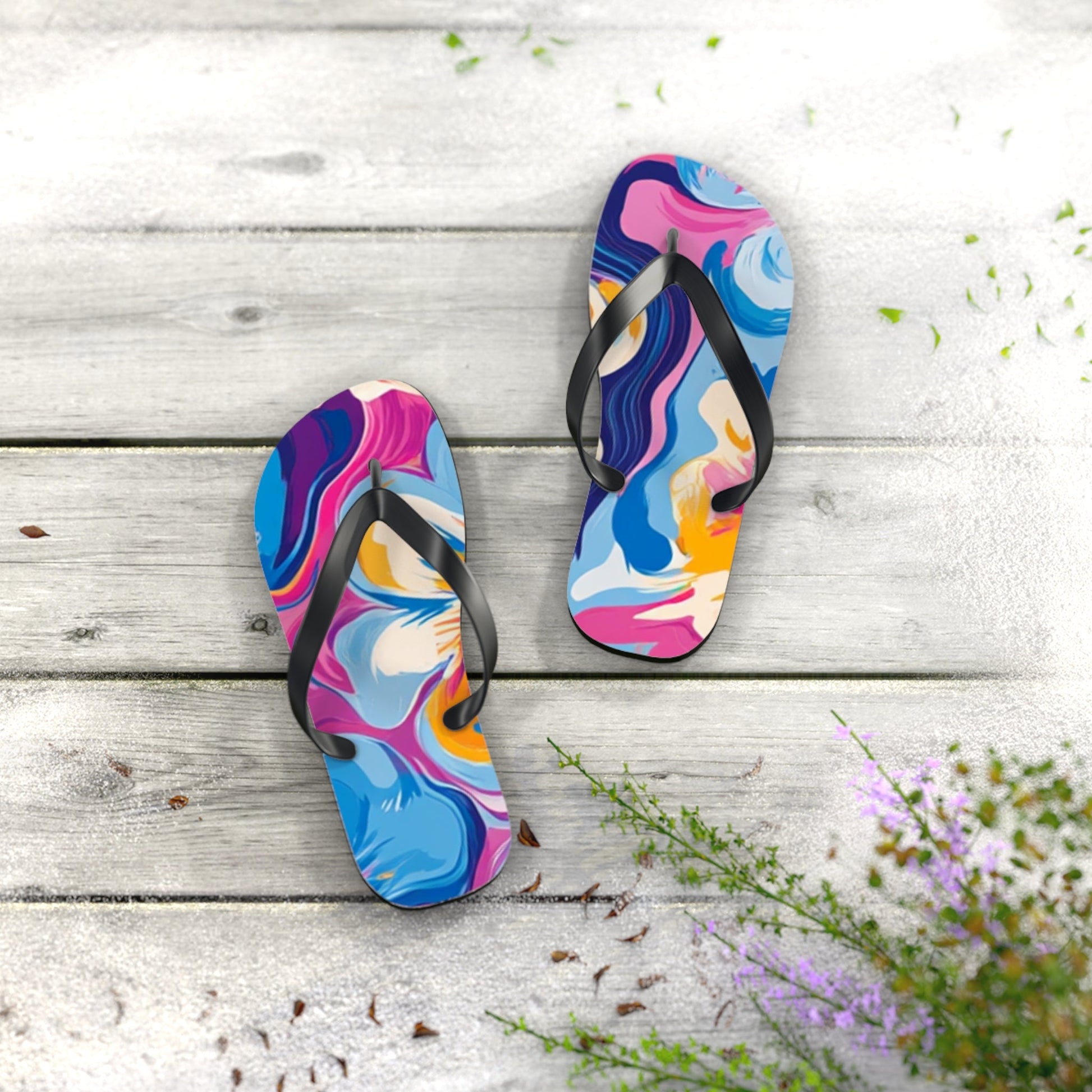 Customizable Colorful Flip Flops, Artsulli - Art is Long, Life is Short, Shoes, , , , , , , 