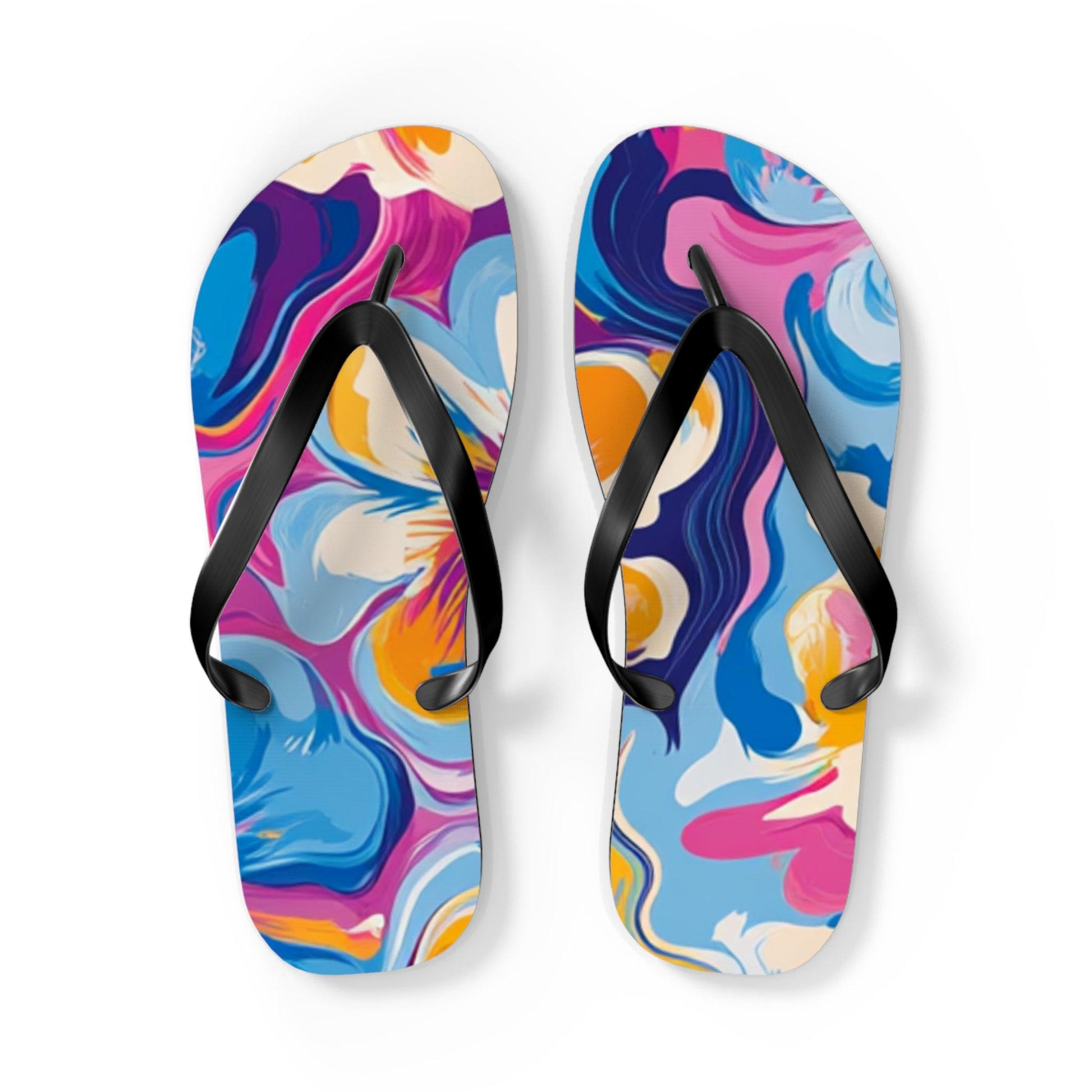 Customizable Colorful Flip Flops, Artsulli - Art is Long, Life is Short, Shoes, Size, L, Color, Black sole, , , 32029403197298197641