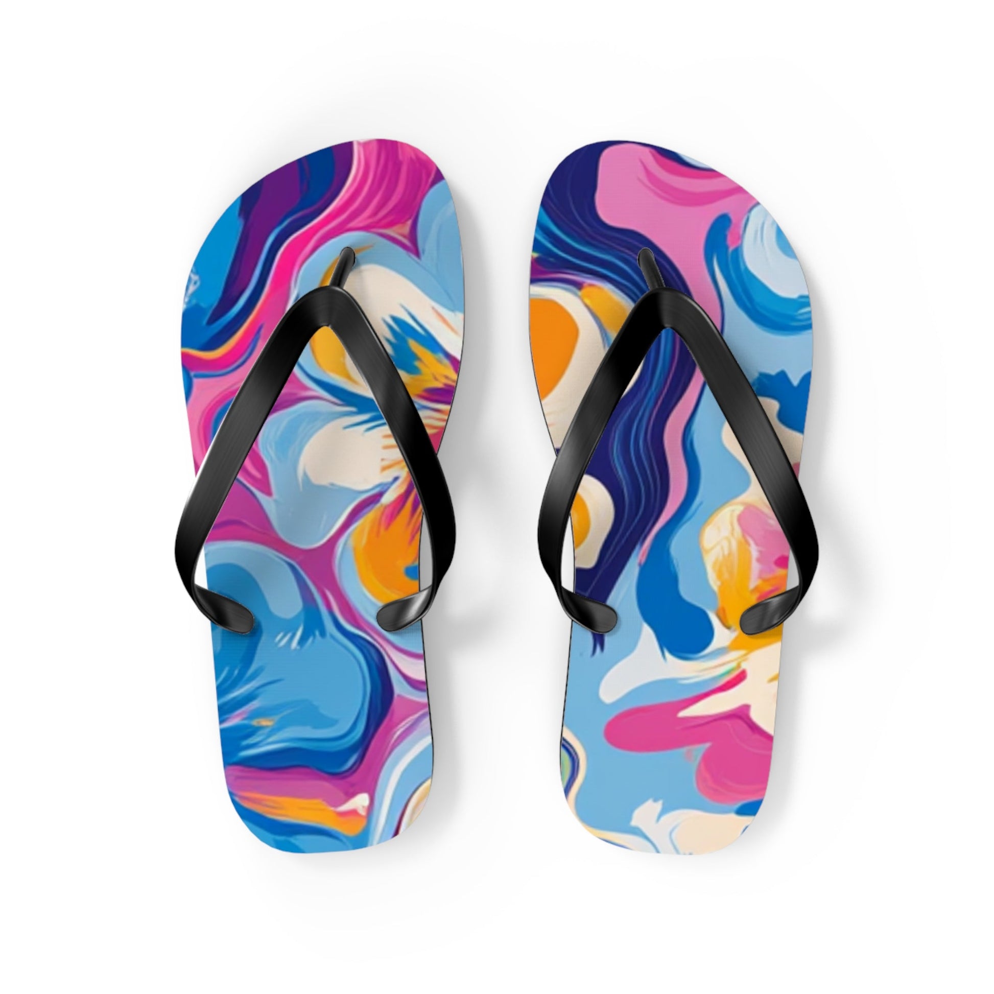Customizable Colorful Flip Flops, Artsulli - Art is Long, Life is Short, Shoes, Size, M, Color, Black sole, , , 18127080857473642784