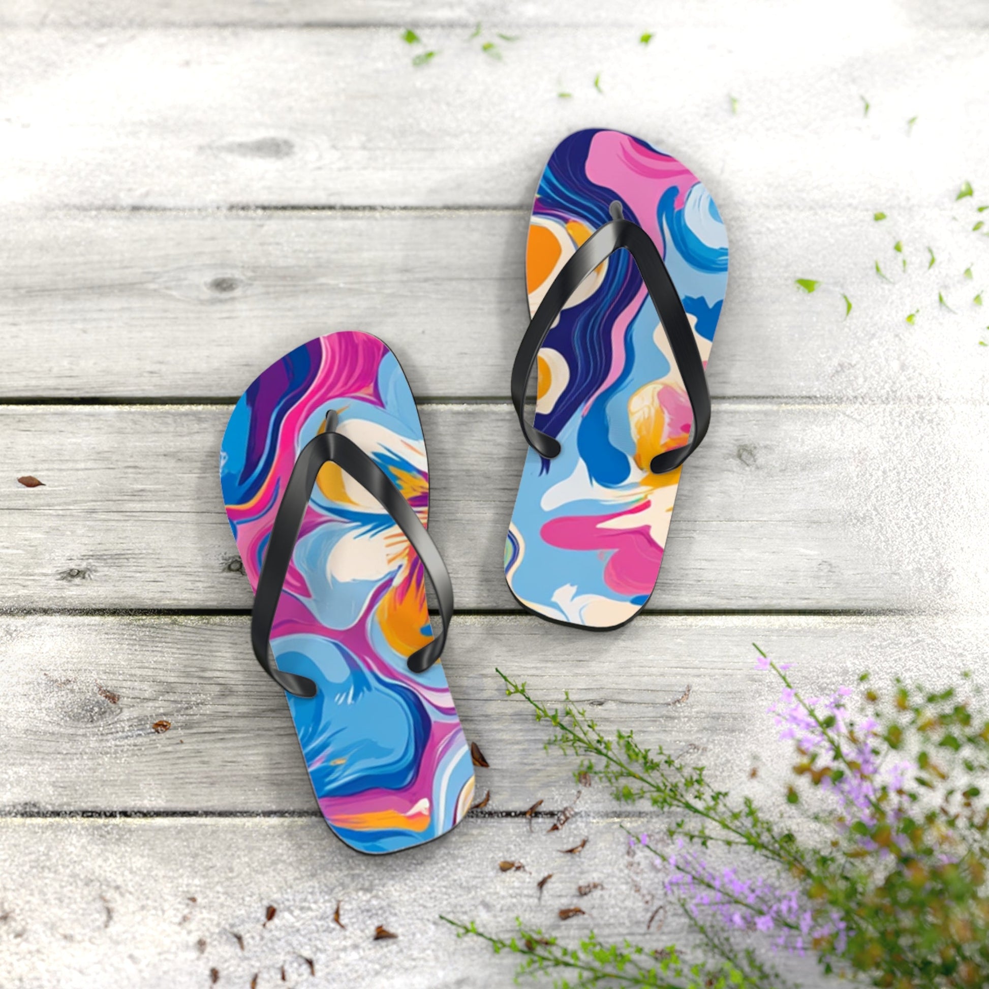 Customizable Colorful Flip Flops, Artsulli - Art is Long, Life is Short, Shoes, , , , , , , 