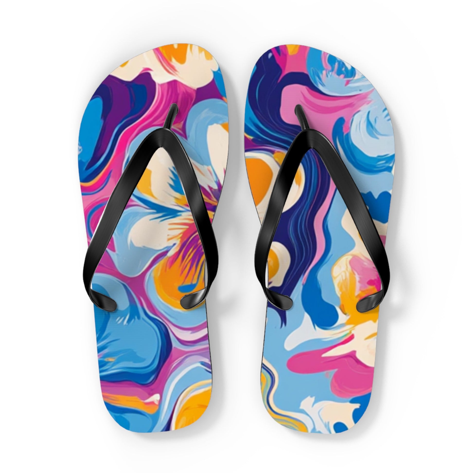 Customizable Colorful Flip Flops, Artsulli - Art is Long, Life is Short, Shoes, Size, XL, Color, Black sole, , , 28935451179507049793