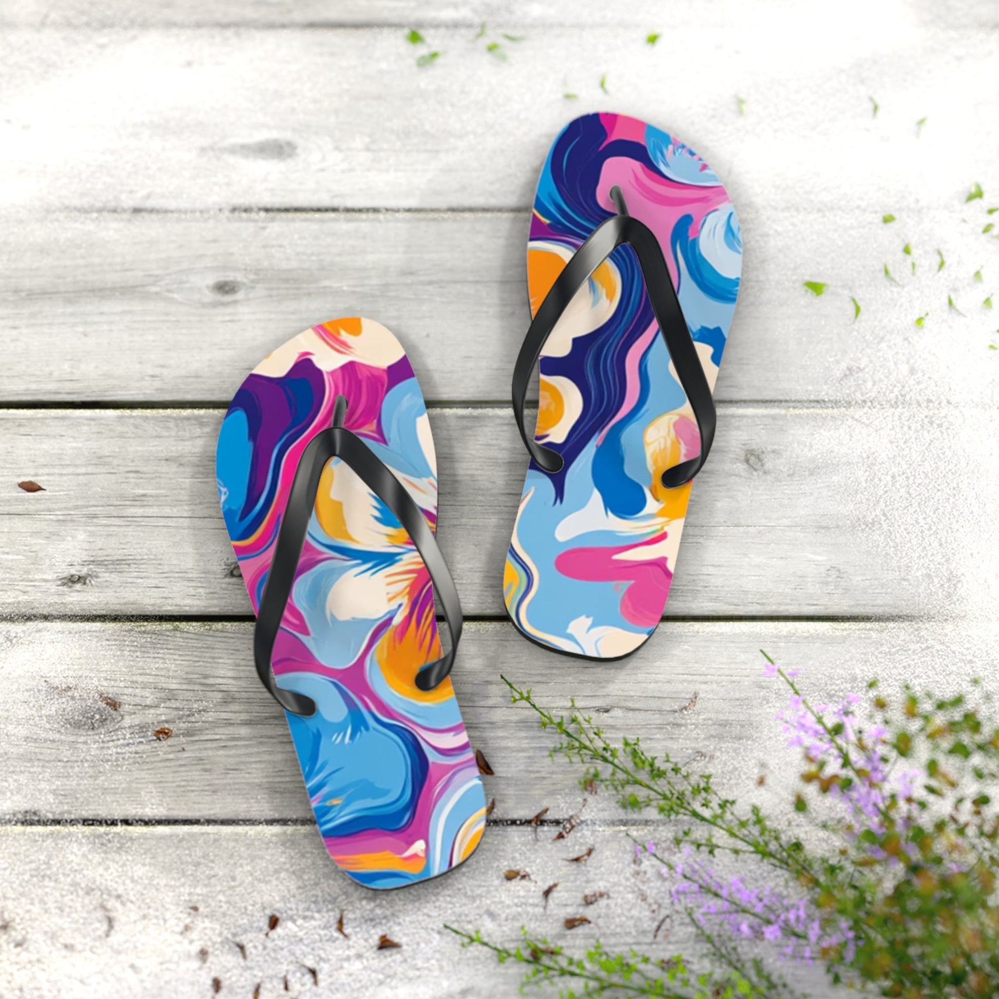 Customizable Colorful Flip Flops, Artsulli - Art is Long, Life is Short, Shoes, , , , , , , 
