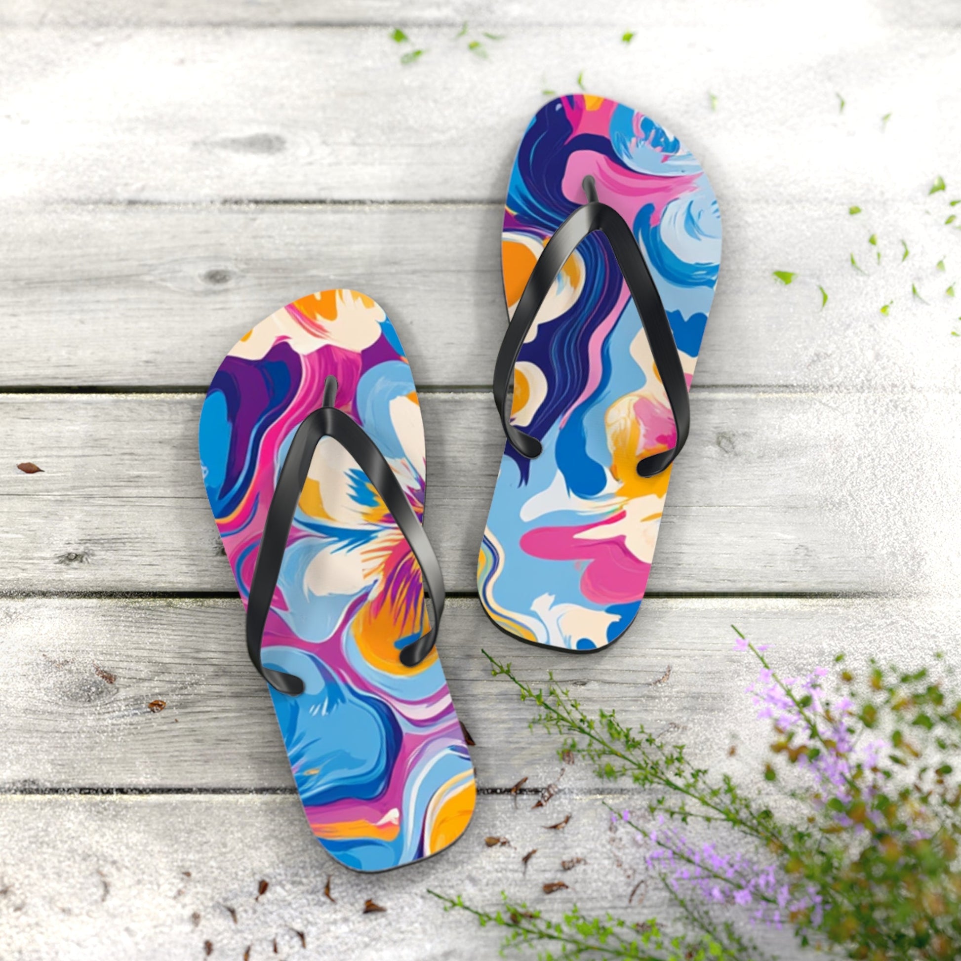 Customizable Colorful Flip Flops, Artsulli - Art is Long, Life is Short, Shoes, , , , , , , 