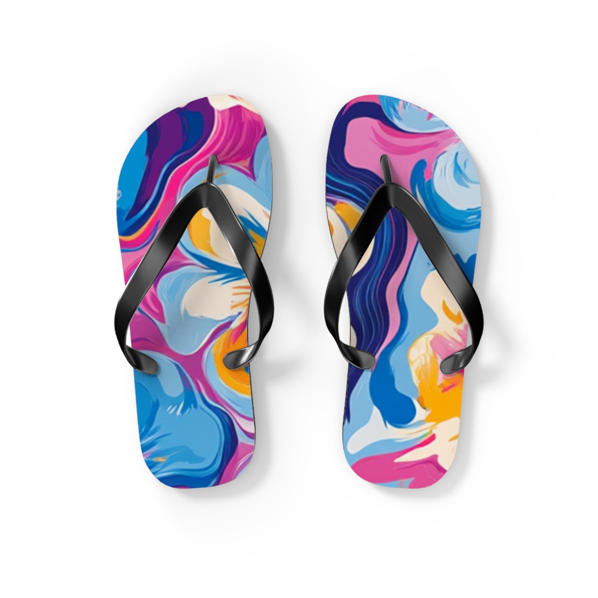 Customizable Colorful Flip Flops, Artsulli - Art is Long, Life is Short, Shoes, Size, S, Color, Black sole, , , 94878141009040052948