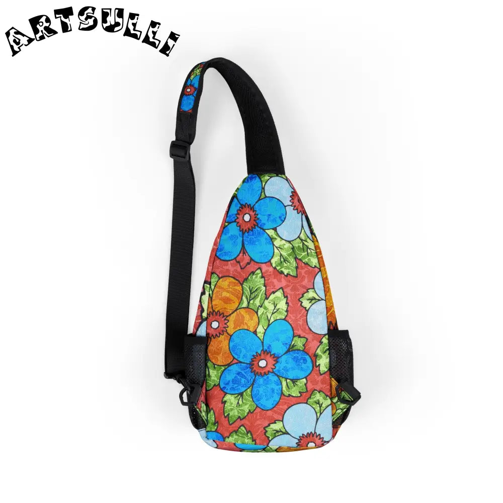 Customizable Floral Print Chest Bag for Casual Travel, Artsulli - Art is Long, Life is Short, Bags, , , , , , , 