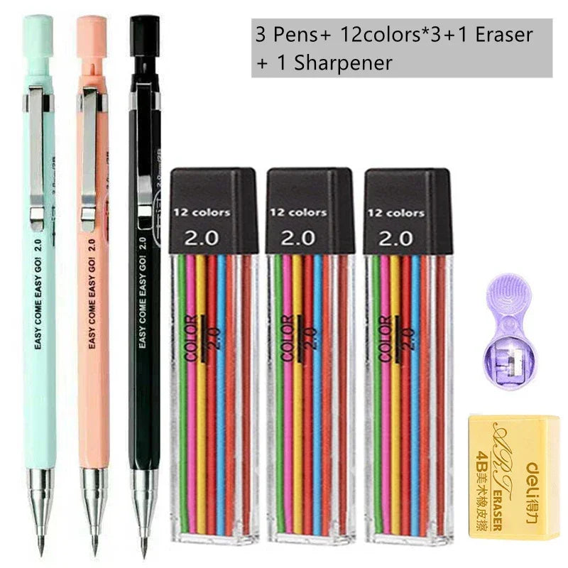 Buy The Best By Artsulli - Art is Long Life Short - Mechanical Pencil Set 2mm Carpenter Drafting HB Pen 2.0 mm For Drawing Writing