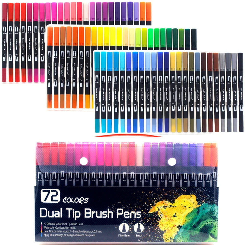 Buy The Best By Artsulli - Art is Long Life Short - Markers Set 36/48/72/120 Colors FineLiner Dual Tip Brush Pen Drawing Painting