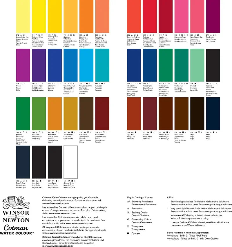 Winsor & Newton Cotman Watercolor Paint, 8ml Single Tube Art Supplies Aquarela Good Transparency, for Art Students, Artist