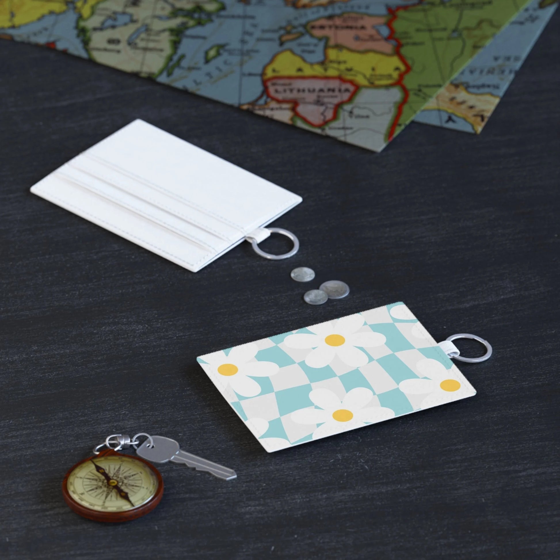 Daisy Card Holder with White Checkered Background, Artsulli - Art is Long, Life is Short, Accessories, , , , , , , 