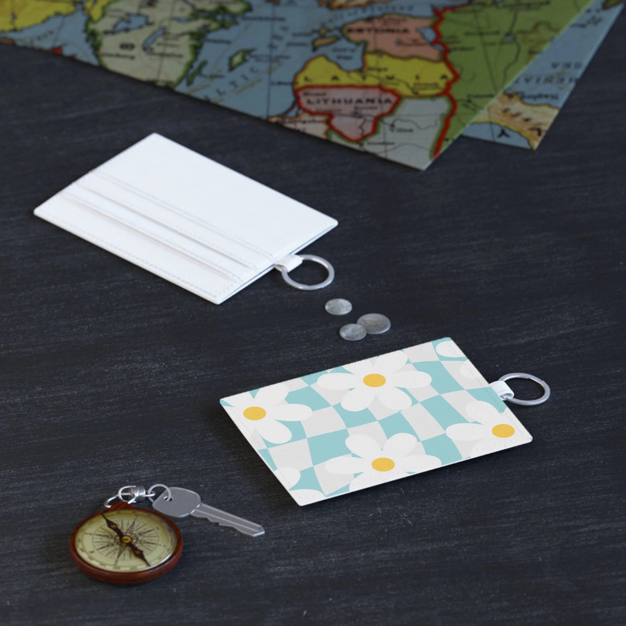 Daisy Card Holder with White Checkered Background, Artsulli - Art is Long, Life is Short, Accessories, , , , , , , 