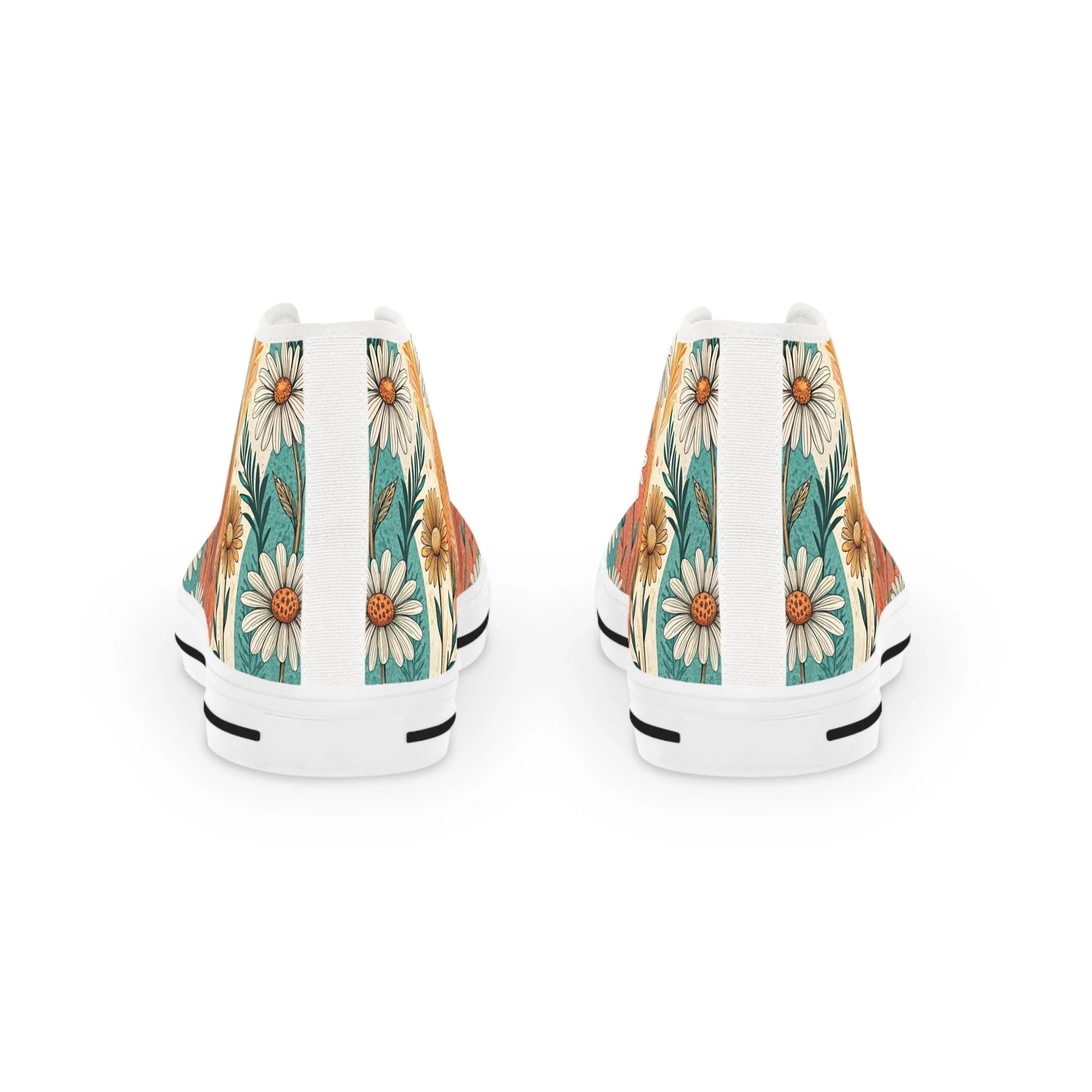 Daisy Floral Art Brown Men's Breathable Polyester High Top Canvas Sneakers, Artsulli - Art is Long, Life is Short, Shoes, , , , , , , 