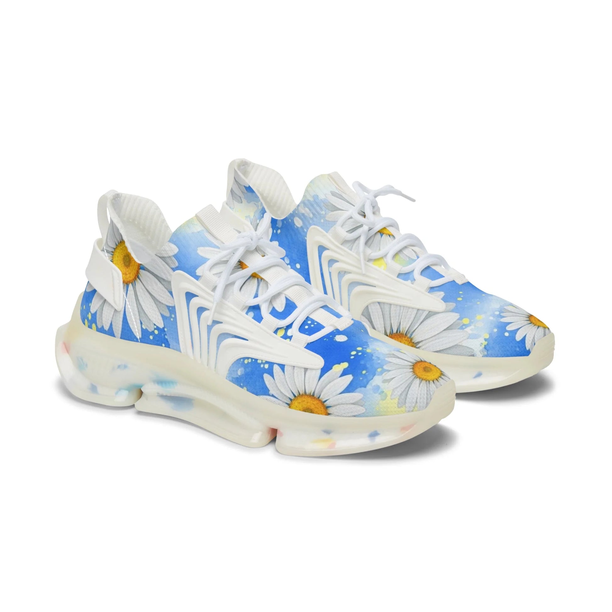 Daisy Floral Print Mesh Sneakers Deliver Comfort, Artsulli - Art is Long, Life is Short, Shoes, Color, White sole, Size, US 5.5, , , 11636125417791623033