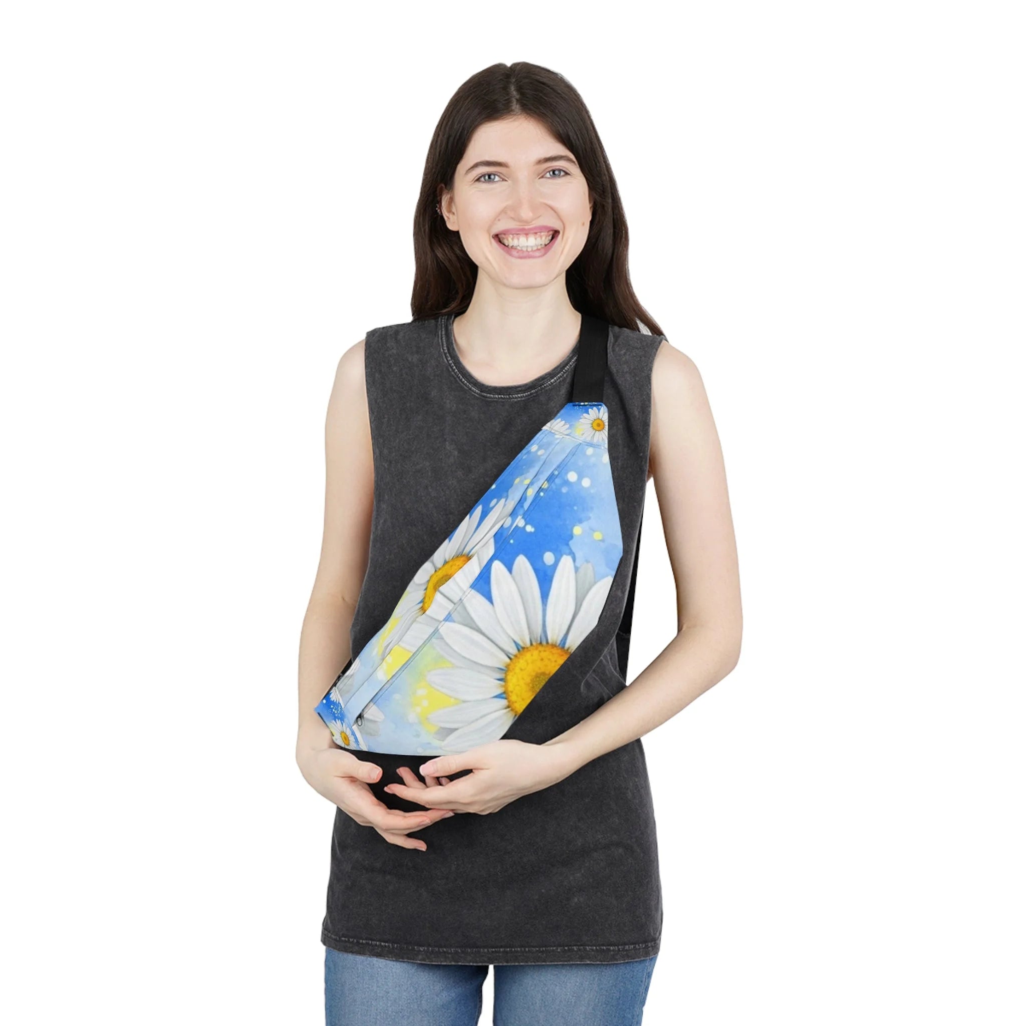 Daisy Print Utilitarian Fanny Pack, Artsulli - Art is Long, Life is Short, Bags, , , , , , , 