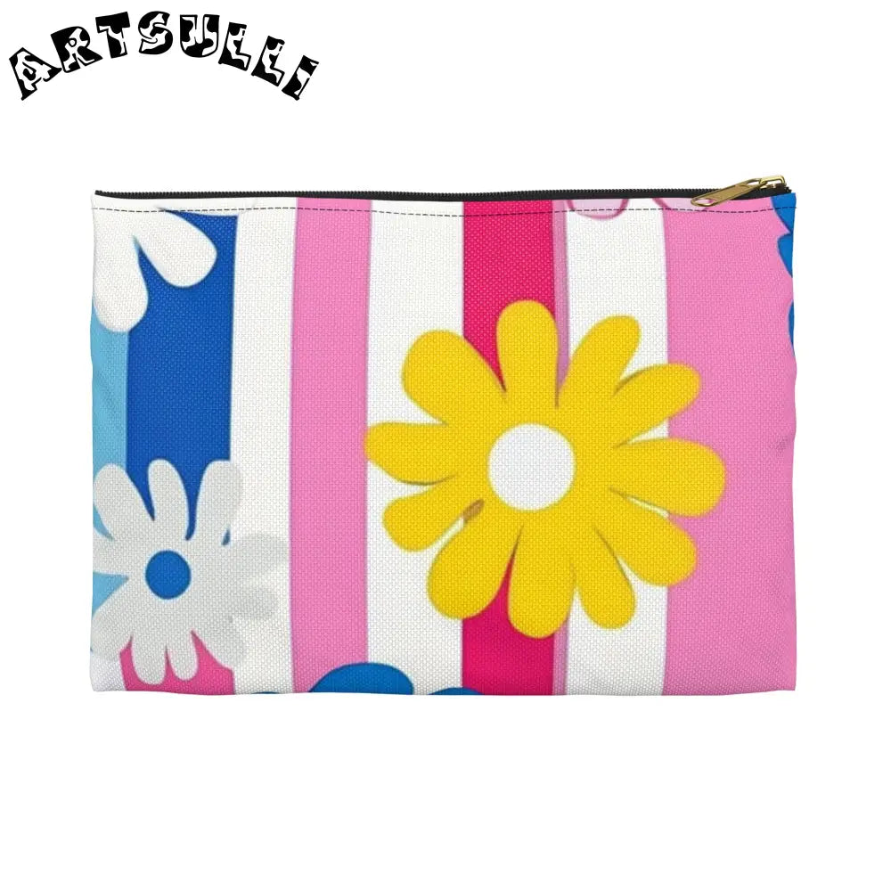Daisy Stripe Flat Pouch Excellent Pencil Case, Artsulli - Art is Long, Life is Short, Bags, Size, Small, Color, Black zipper, , , 55541092940717