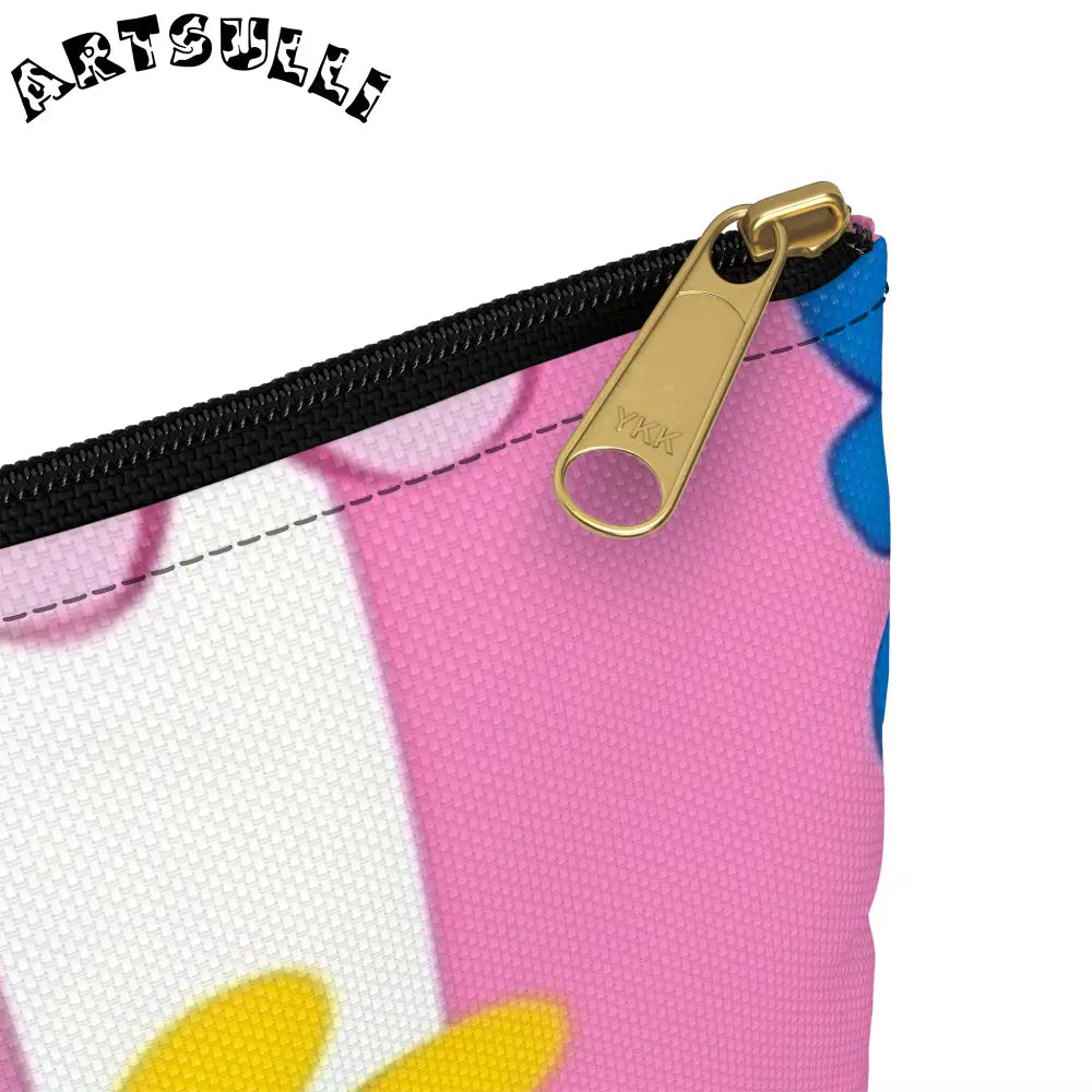 Daisy Stripe Flat Pouch Excellent Pencil Case, Artsulli - Art is Long, Life is Short, Bags, , , , , , , 