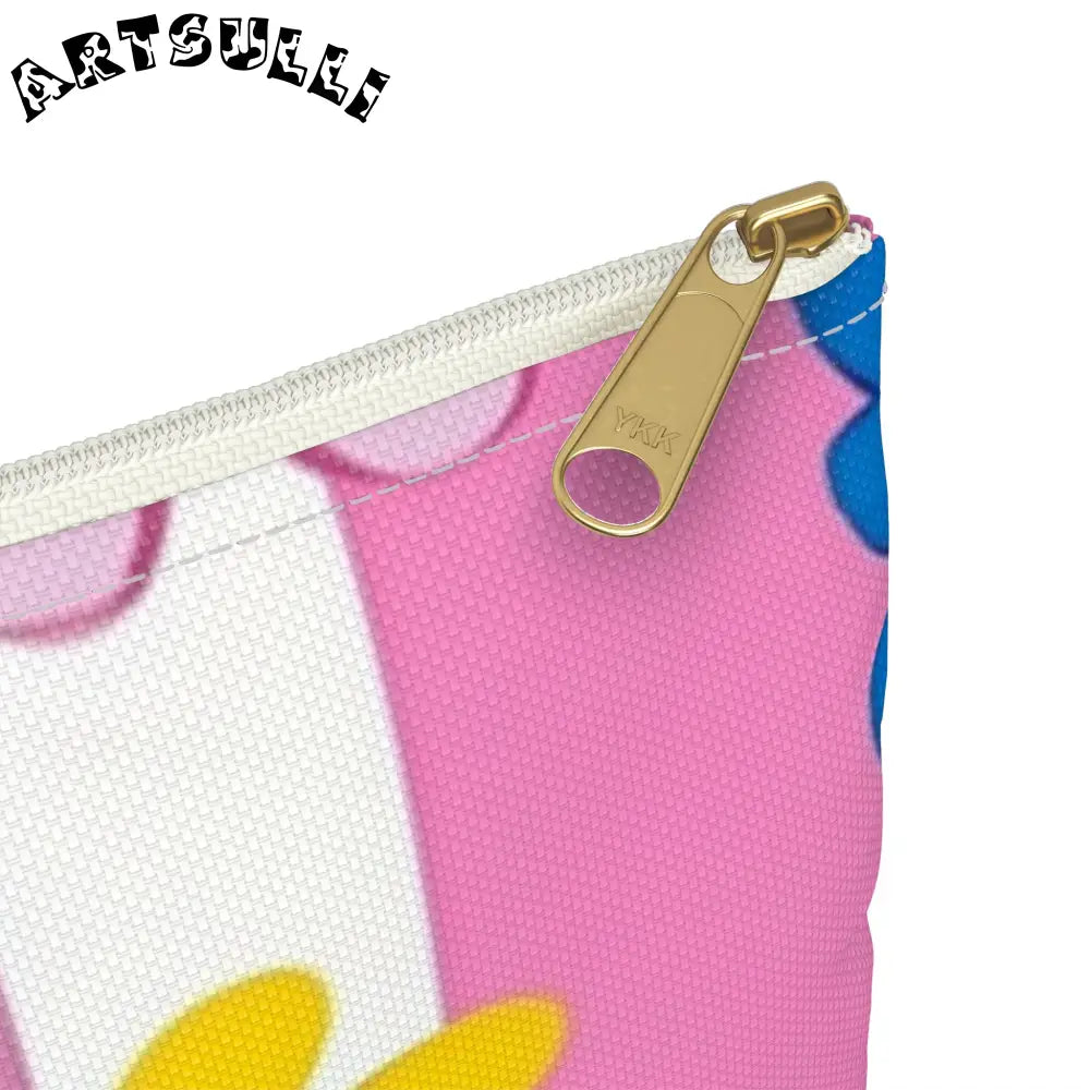 Daisy Stripe Flat Pouch Excellent Pencil Case, Artsulli - Art is Long, Life is Short, Bags, , , , , , , 