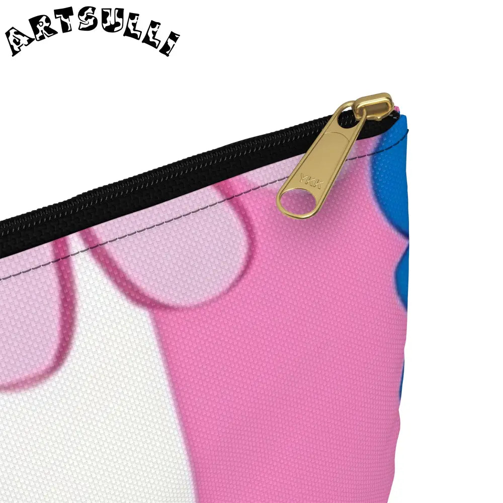 Daisy Stripe Flat Pouch Excellent Pencil Case, Artsulli - Art is Long, Life is Short, Bags, , , , , , , 
