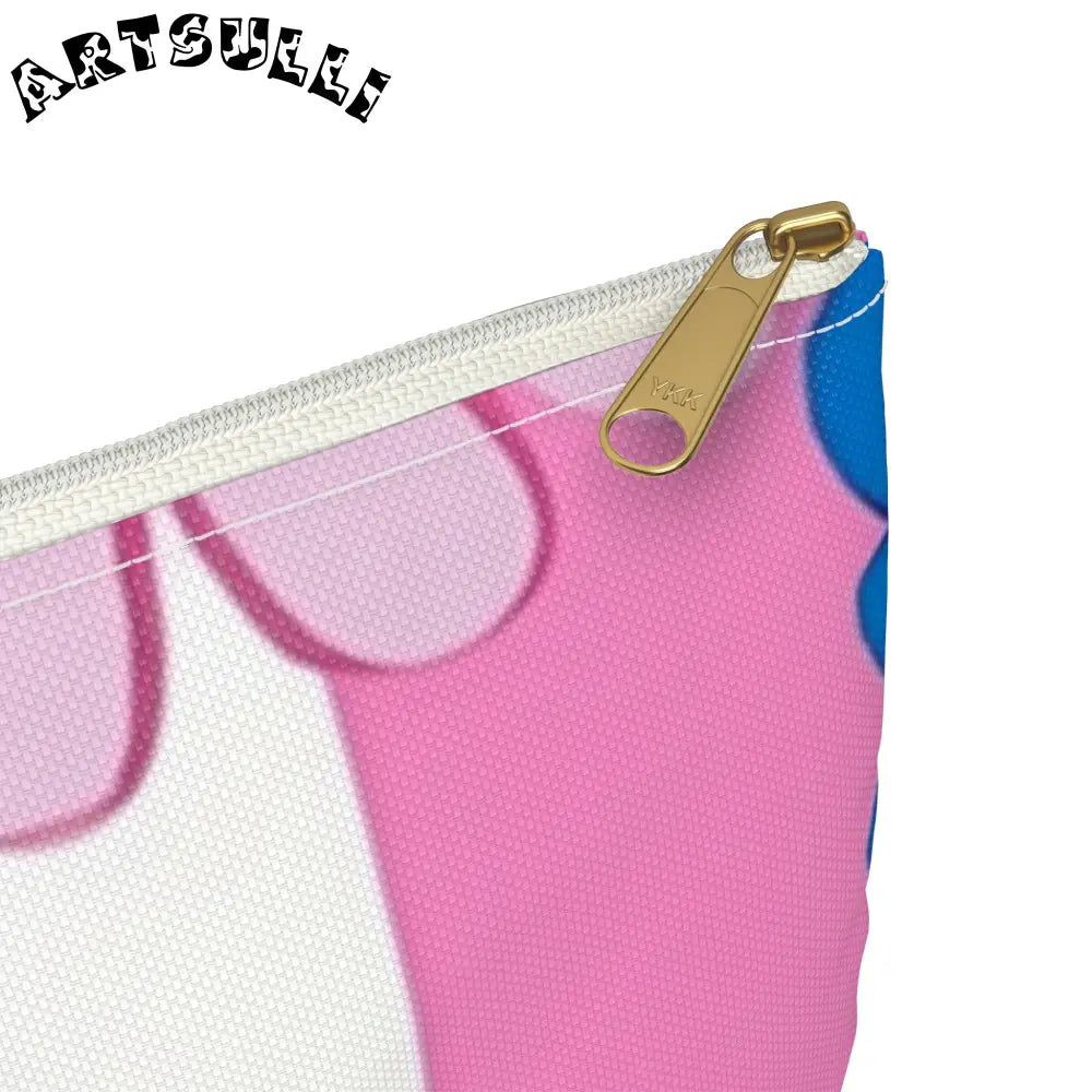 Daisy Stripe Flat Pouch Excellent Pencil Case, Artsulli - Art is Long, Life is Short, Bags, , , , , , , 