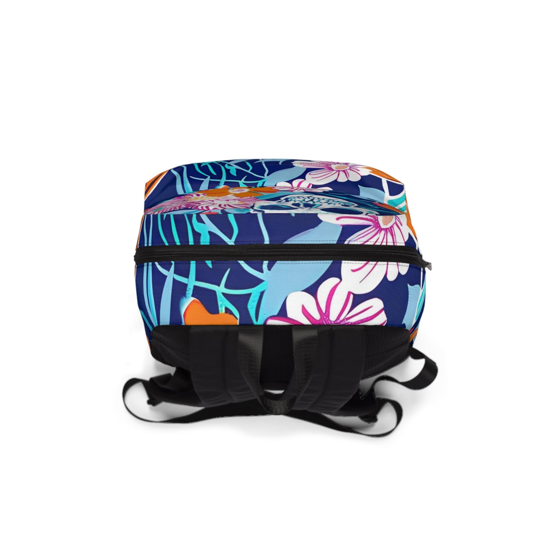 Dark Blue Floral Skull Backpack, Artsulli - Art is Long, Life is Short, Bags, , , , , , , 