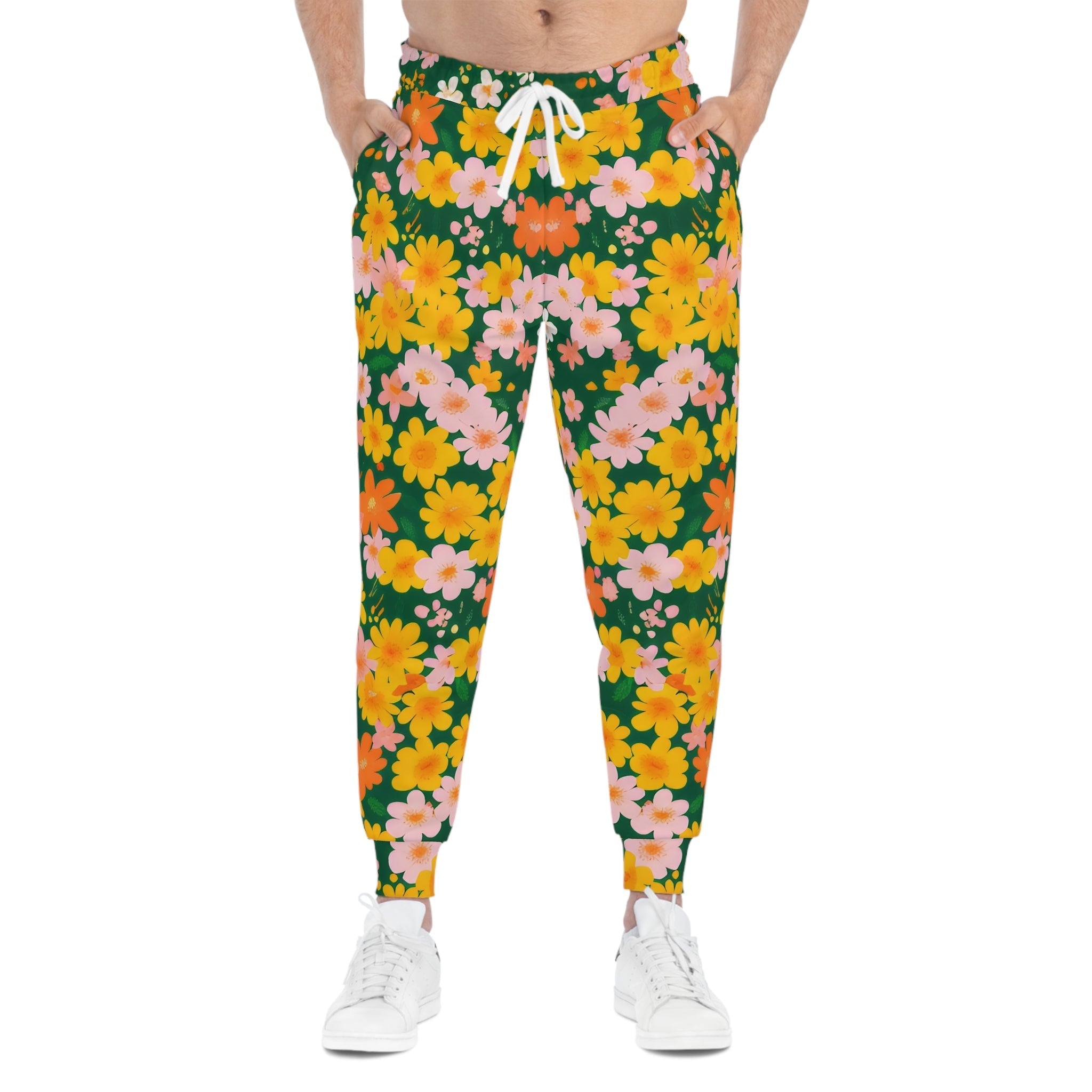 Dark Green Colorful Floral Joggers, Artsulli - Art is Long, Life is Short, All Over Prints, , , , , , , 