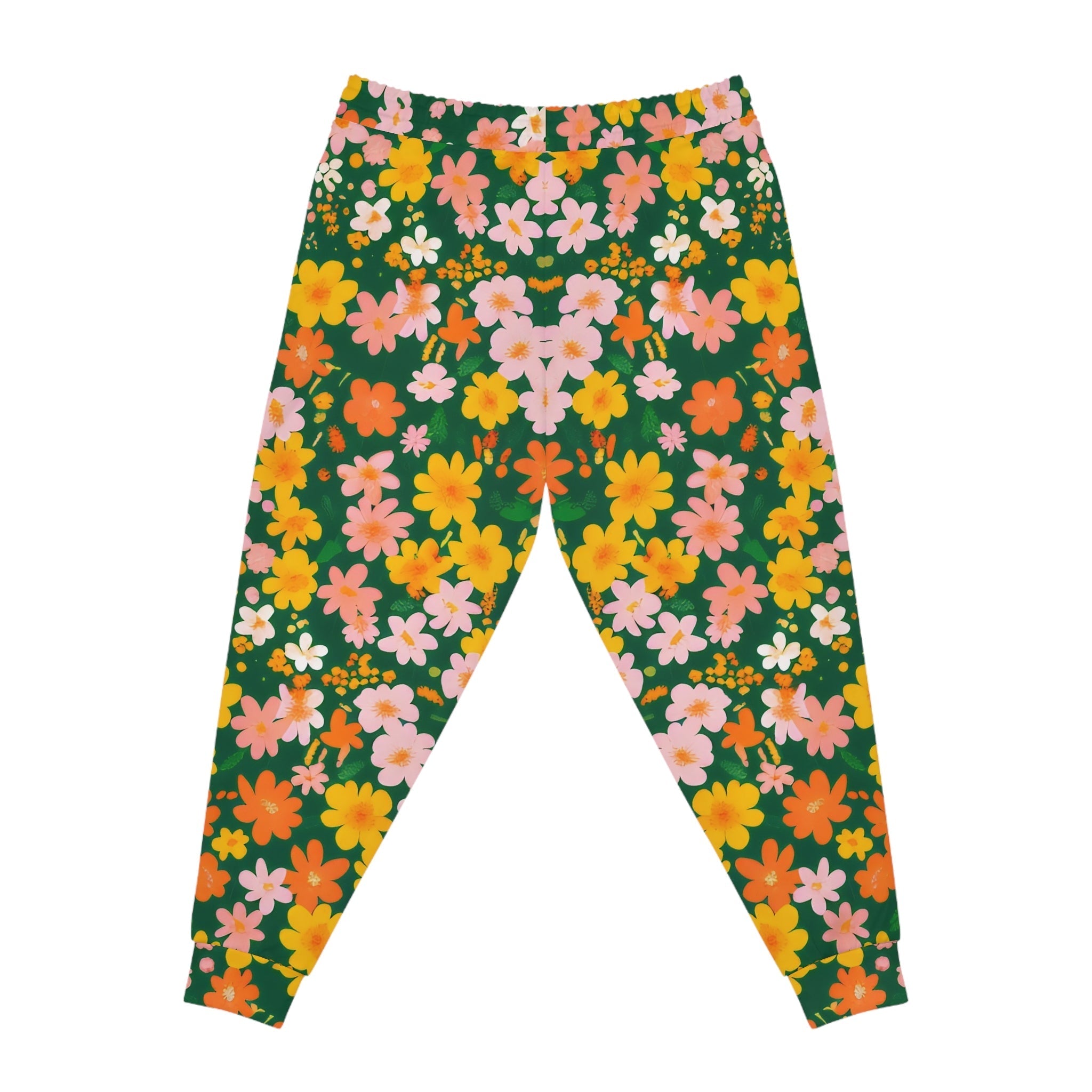 Dark Green Colorful Floral Joggers, Artsulli - Art is Long, Life is Short, All Over Prints, , , , , , , 