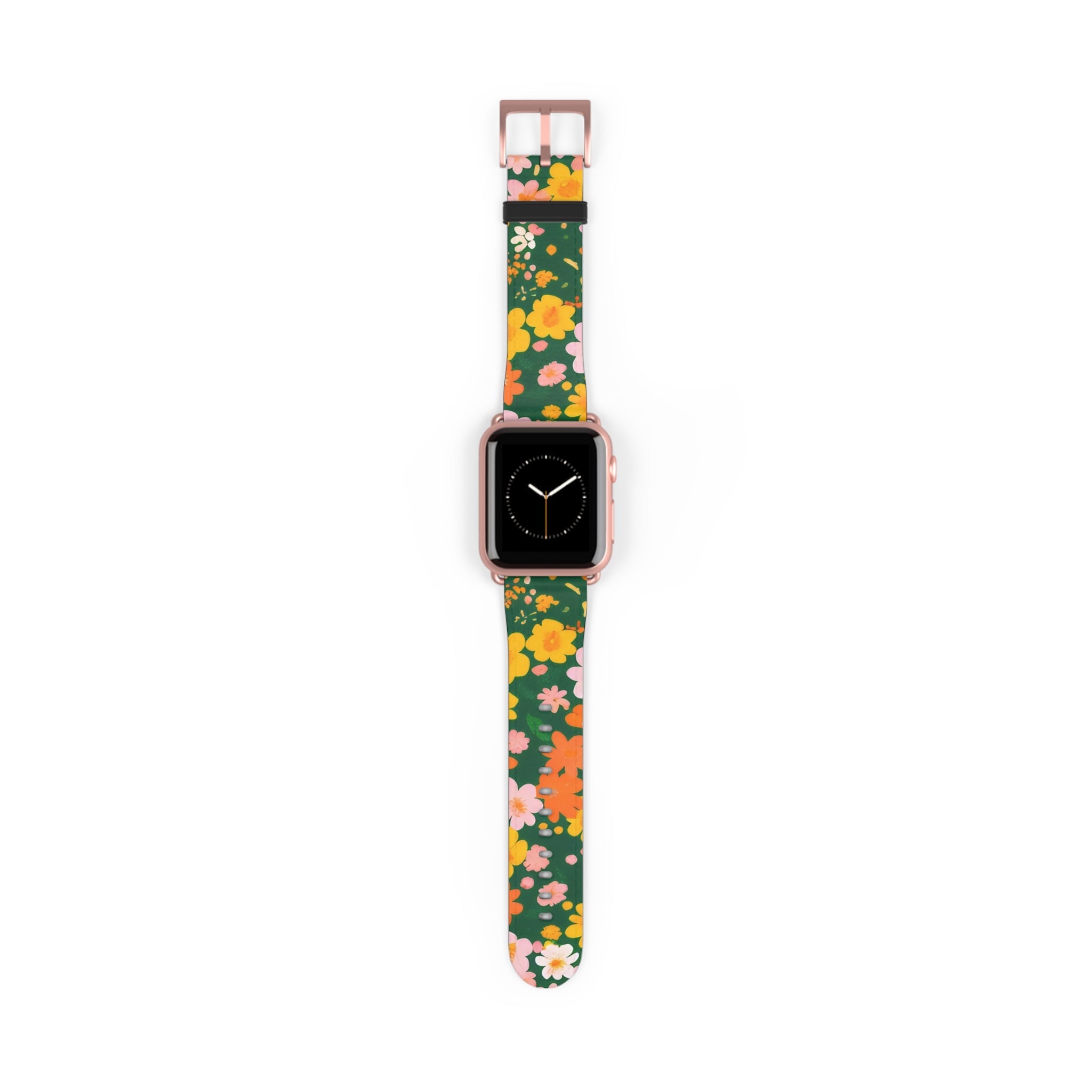 Dark Green Floral Apple Watch Band, Artsulli - Art is Long, Life is Short, Accessories, Size, 38 - 41 mm, Color, Rose Gold Matte, , , 13738863107239454621