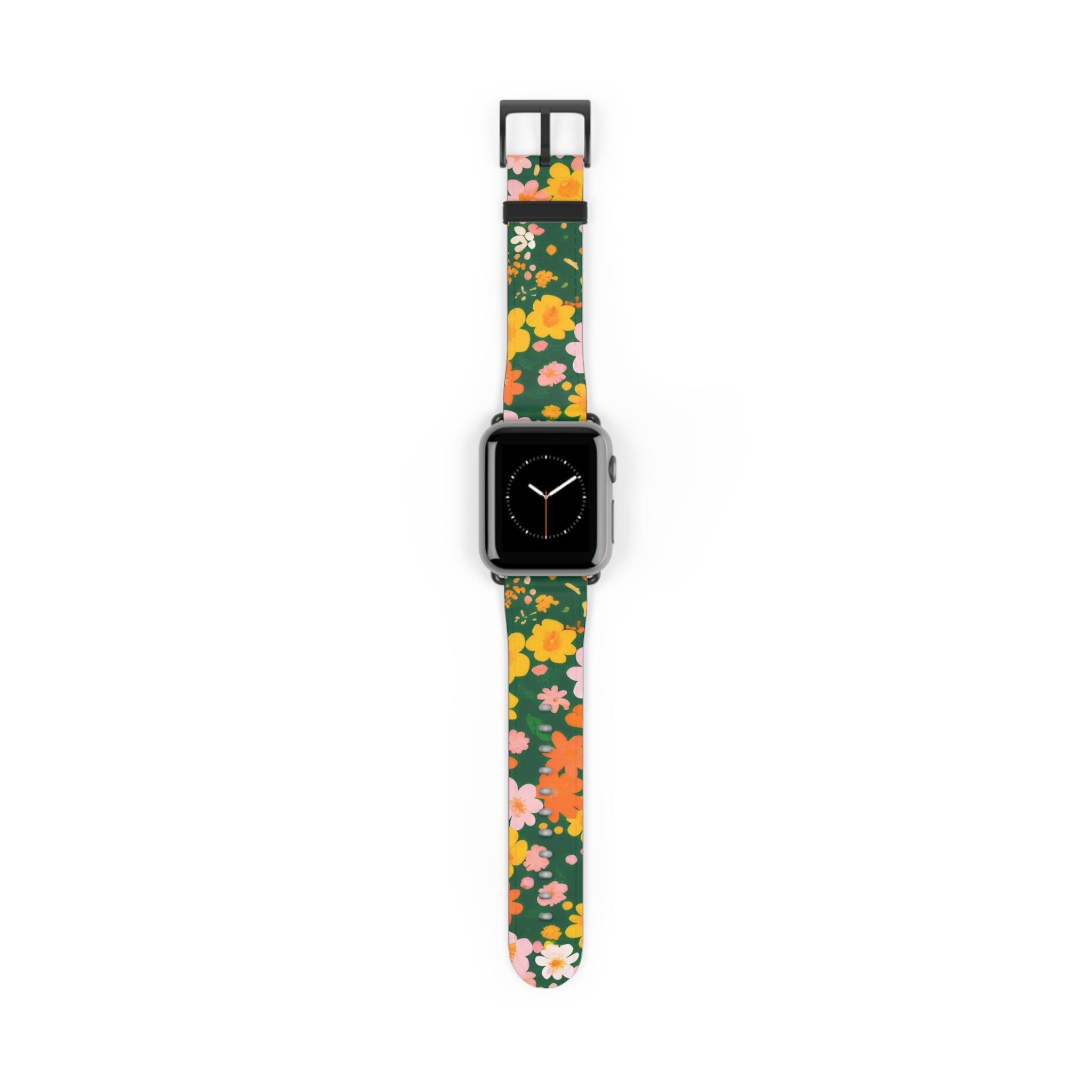 Dark Green Floral Apple Watch Band, Artsulli - Art is Long, Life is Short, Accessories, Size, 38 - 41 mm, Color, Black Matte, , , 11837728923414776258