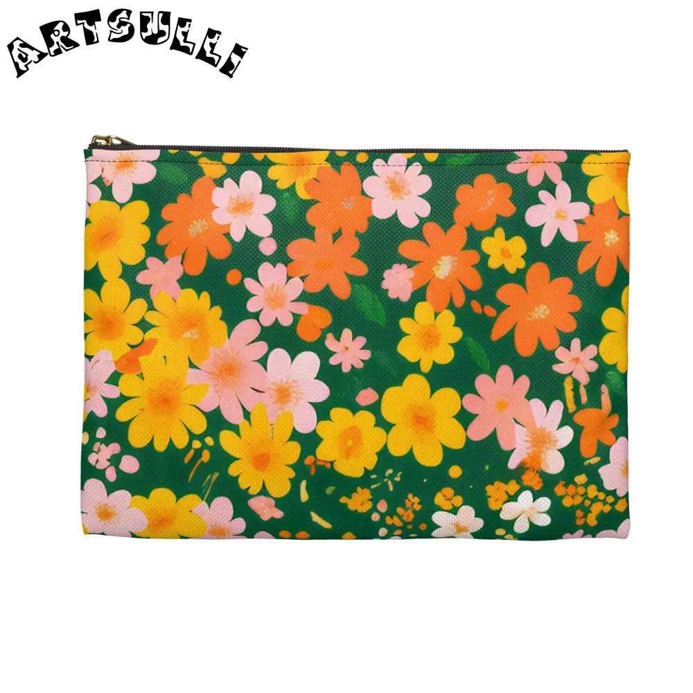 Dark Green Floral Flat Pouch, Artsulli - Art is Long, Life is Short, Bags, , , , , , , 