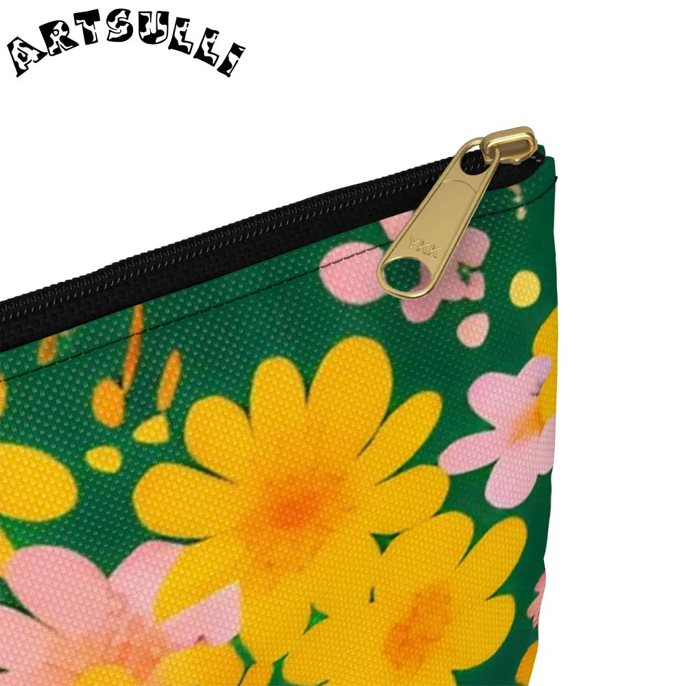 Dark Green Floral Flat Pouch, Artsulli - Art is Long, Life is Short, Bags, , , , , , , 