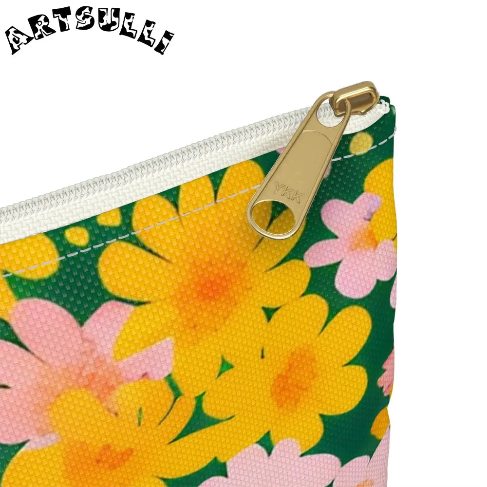 Dark Green Floral Flat Pouch, Artsulli - Art is Long, Life is Short, Bags, , , , , , , 