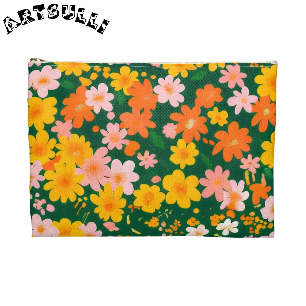 Dark Green Floral Flat Pouch, Artsulli - Art is Long, Life is Short, Bags, , , , , , , 