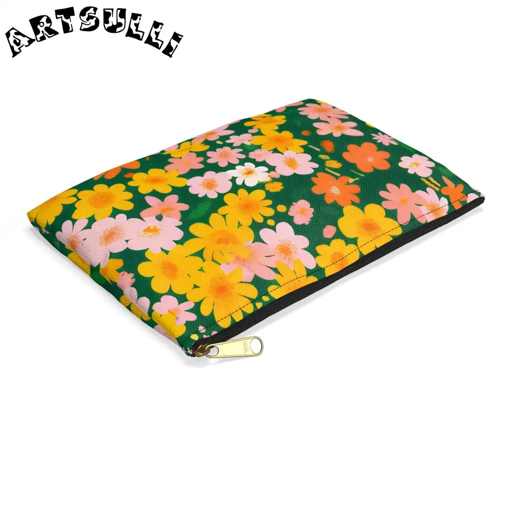 Dark Green Floral Flat Pouch, Artsulli - Art is Long, Life is Short, Bags, , , , , , , 